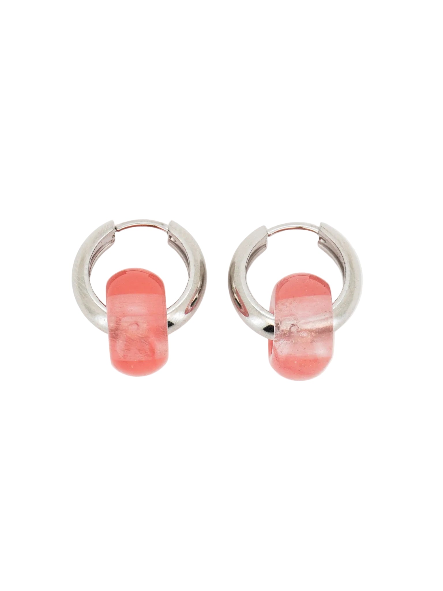 Stone Hoop Earrings in Peach Quartz