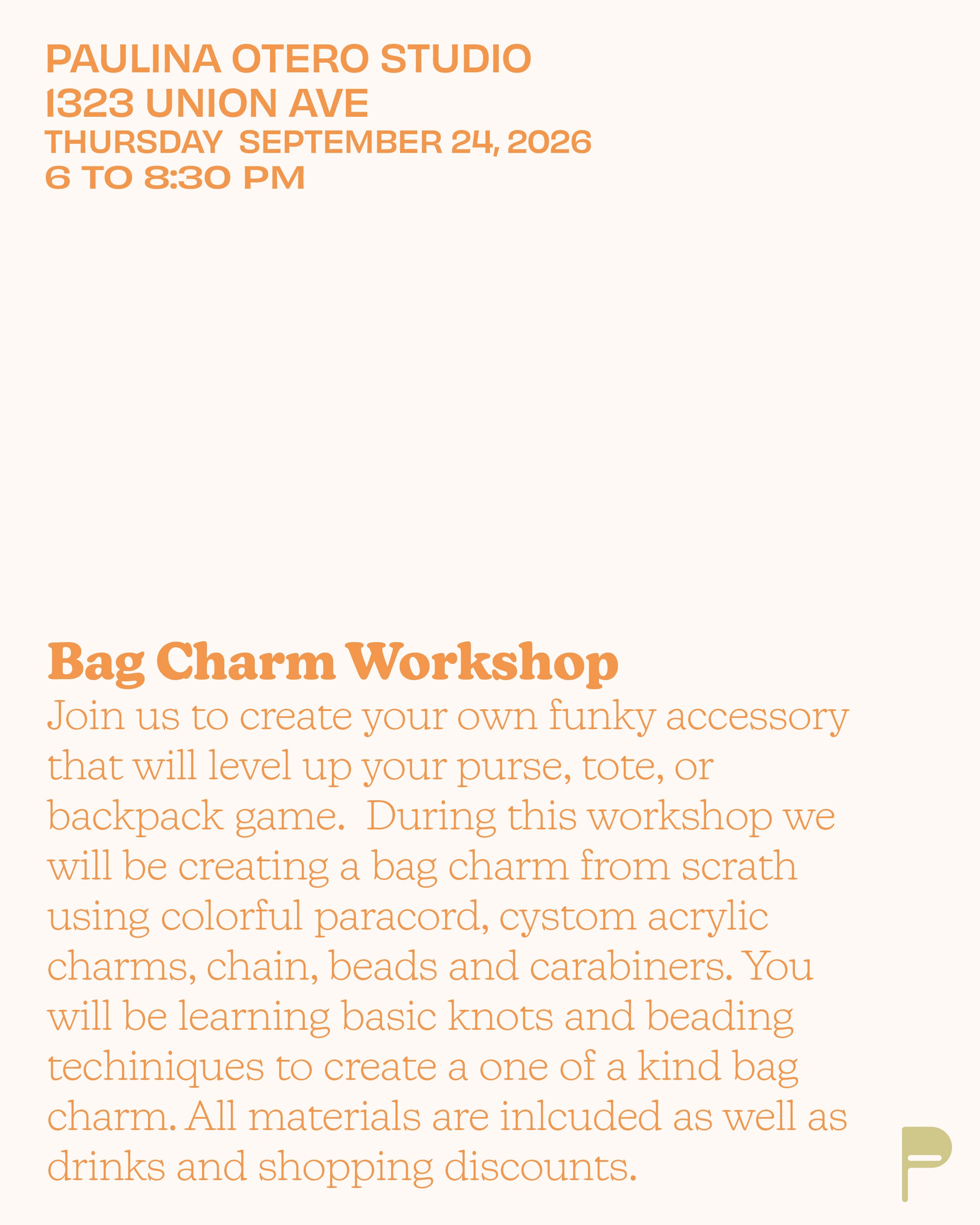 Bag Charm Workshop 09/24