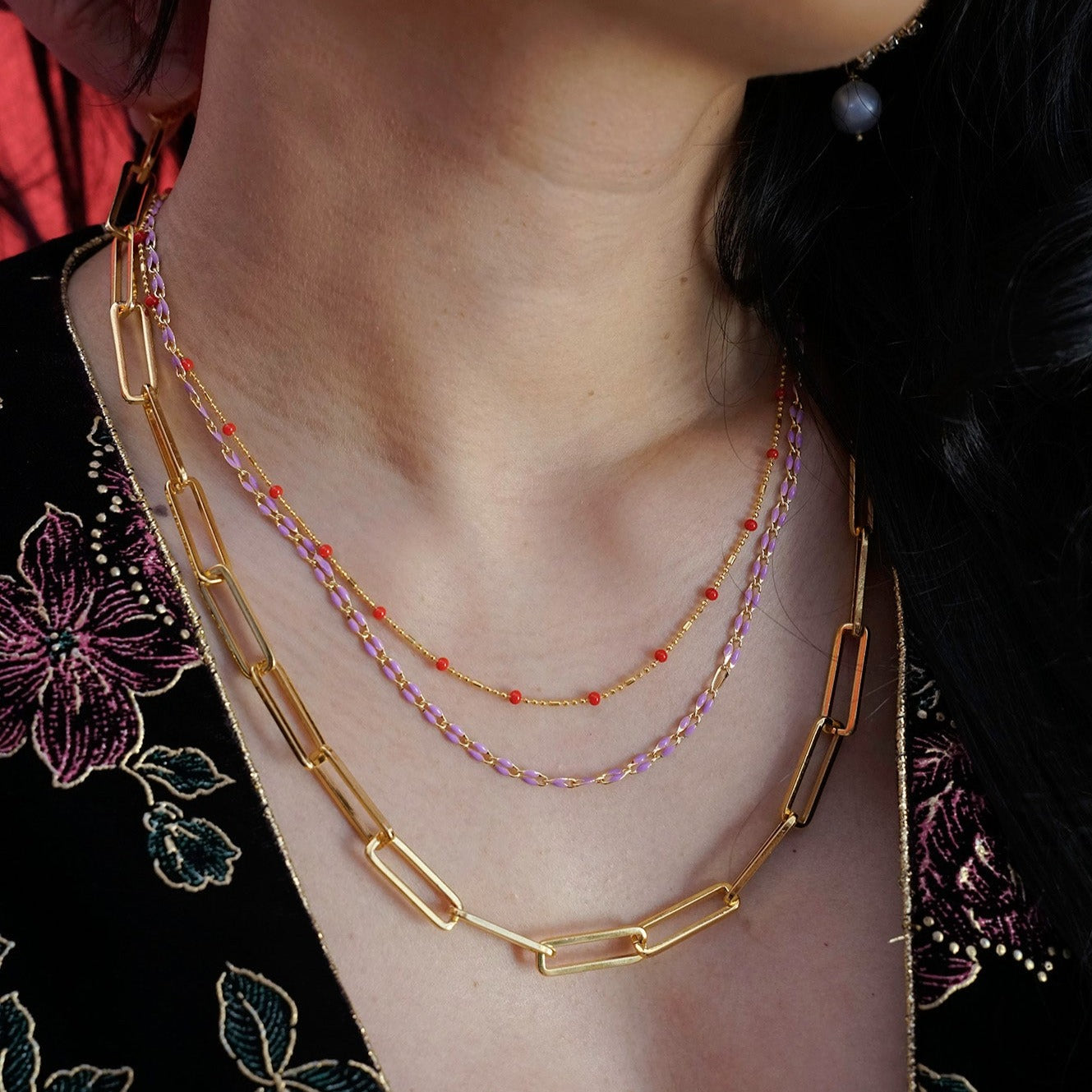 Red Dot Chain Necklace