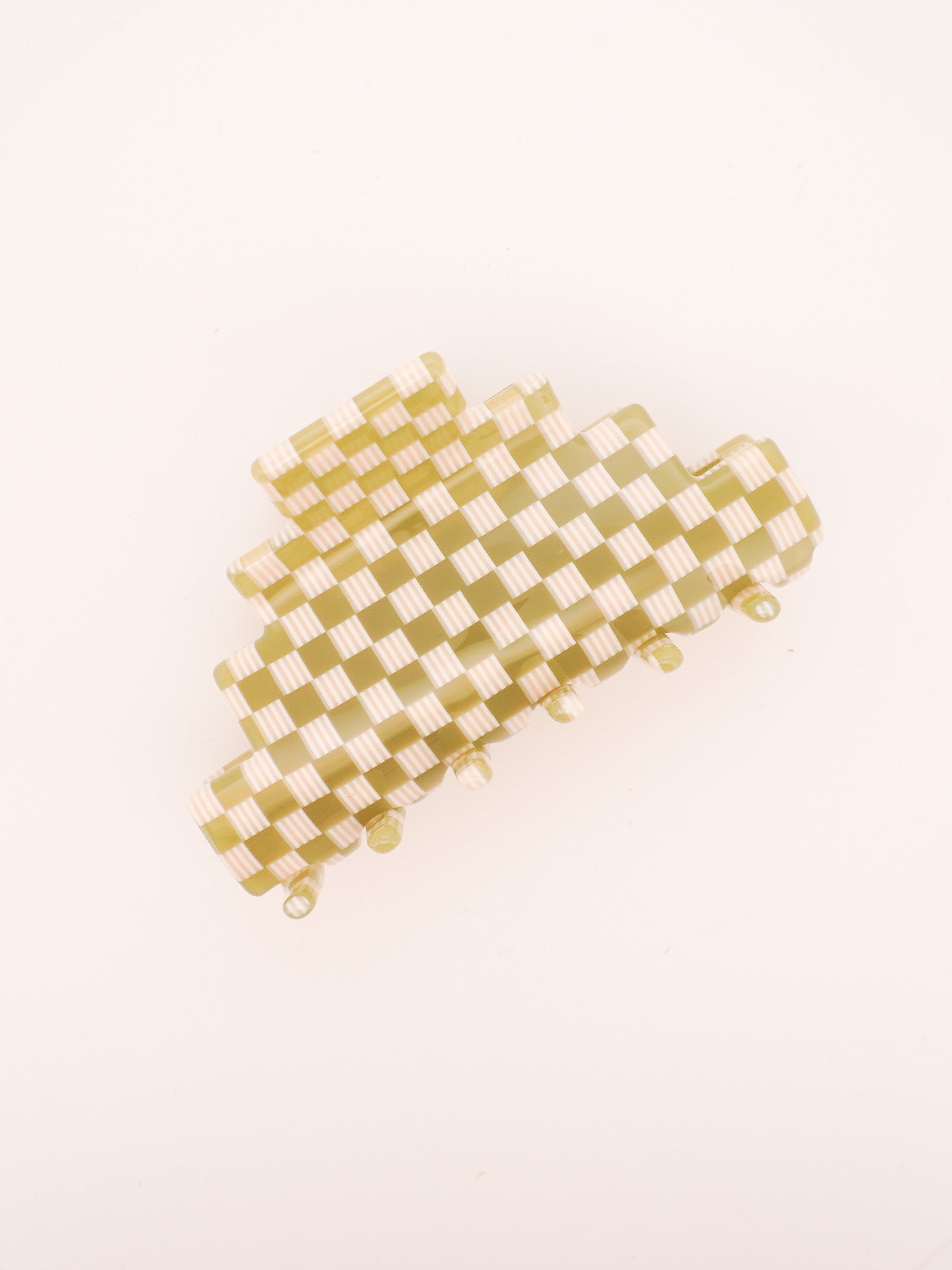 Pyramid Hair-Claw in Green Checkerboard