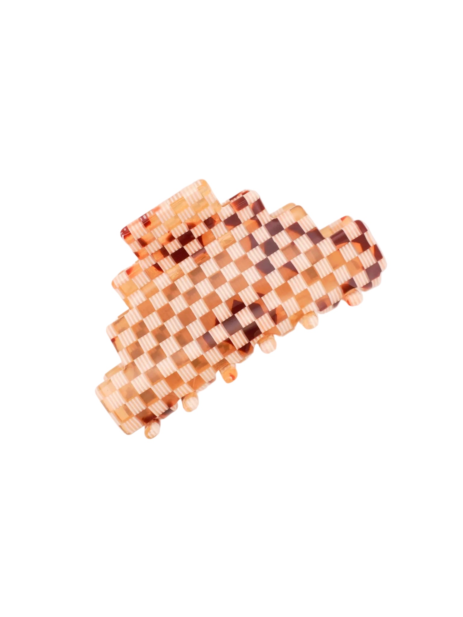 Pyramid Hair-Claw in Ivory Checkerboard