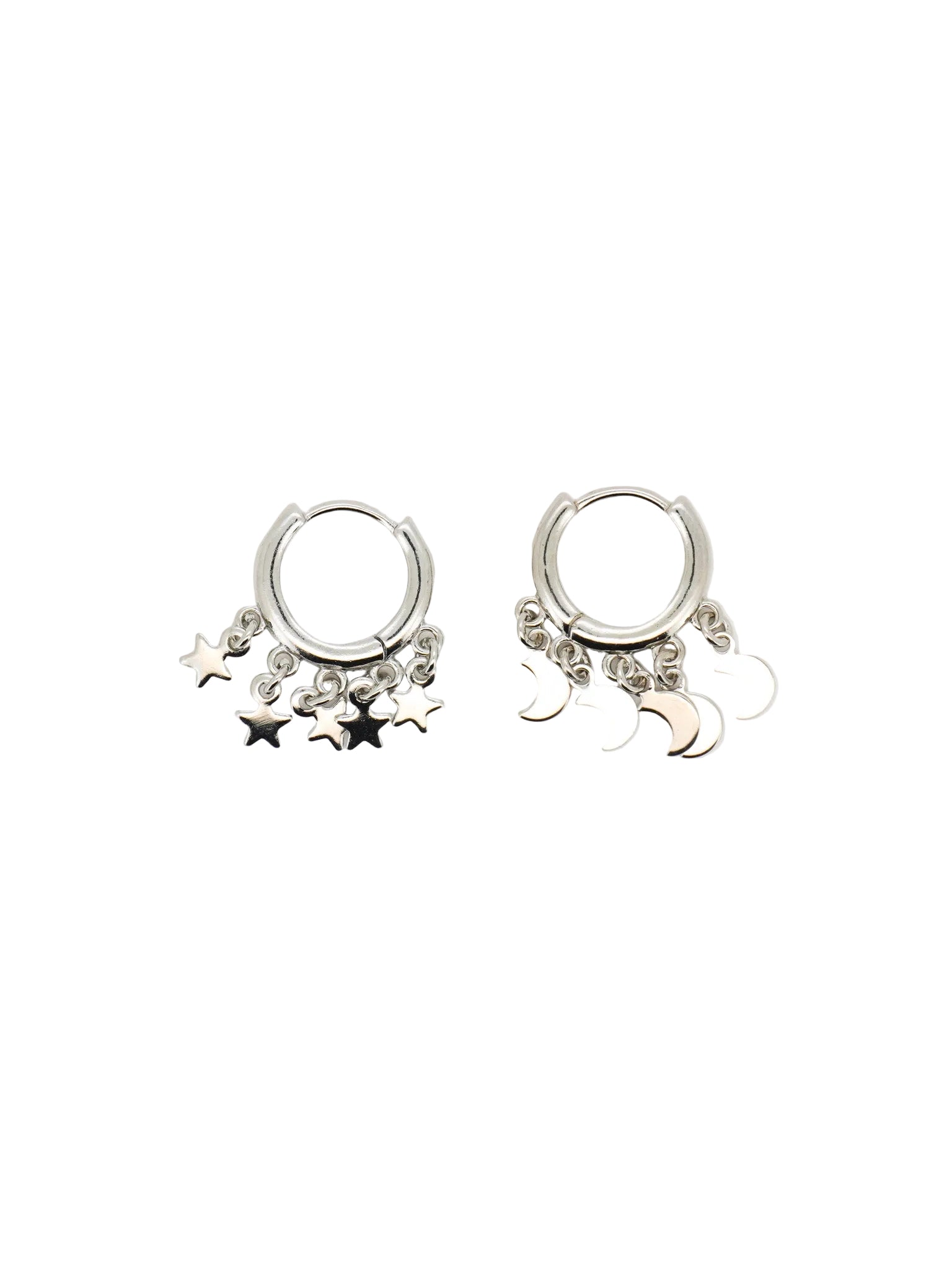 Moon & Star Charm Hoop Earrings