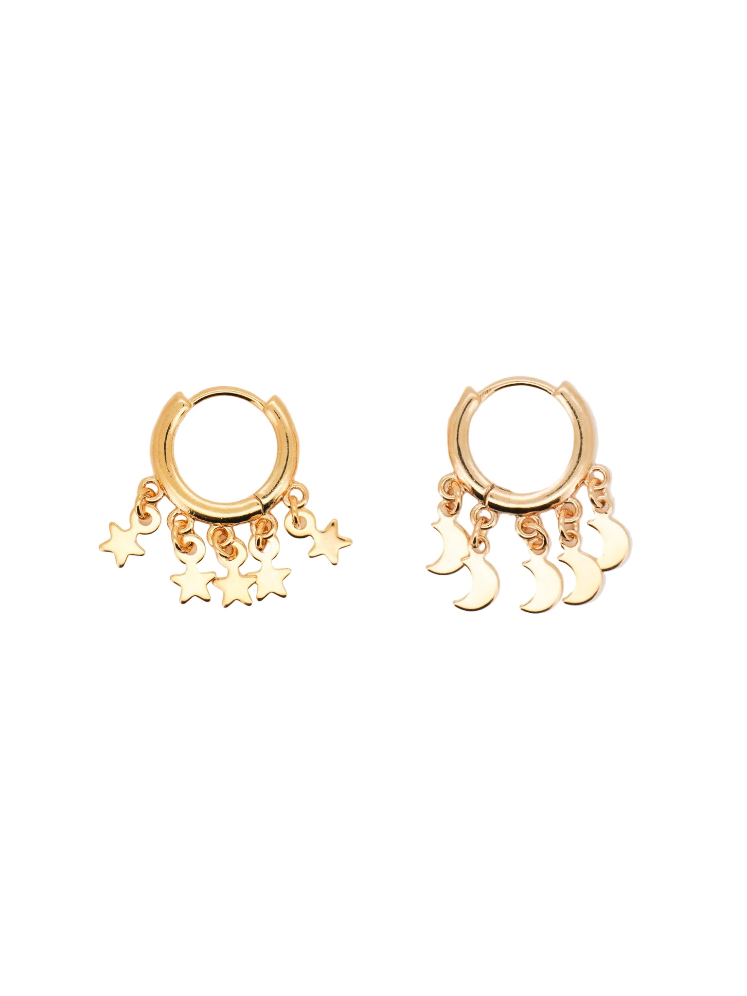 Moon & Star Charm Hoop Earrings
