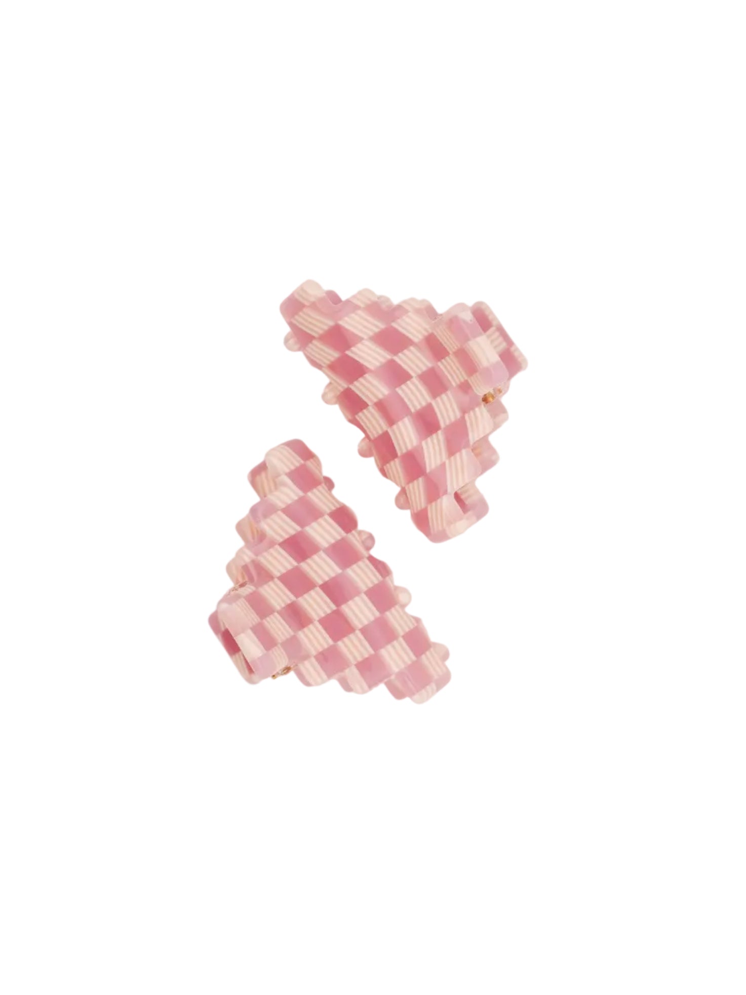 Small Pyramid Hair-Claw in Pink Checkerboard