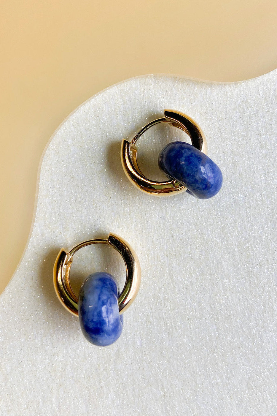 Stone Hoop Earrings in Sodalite