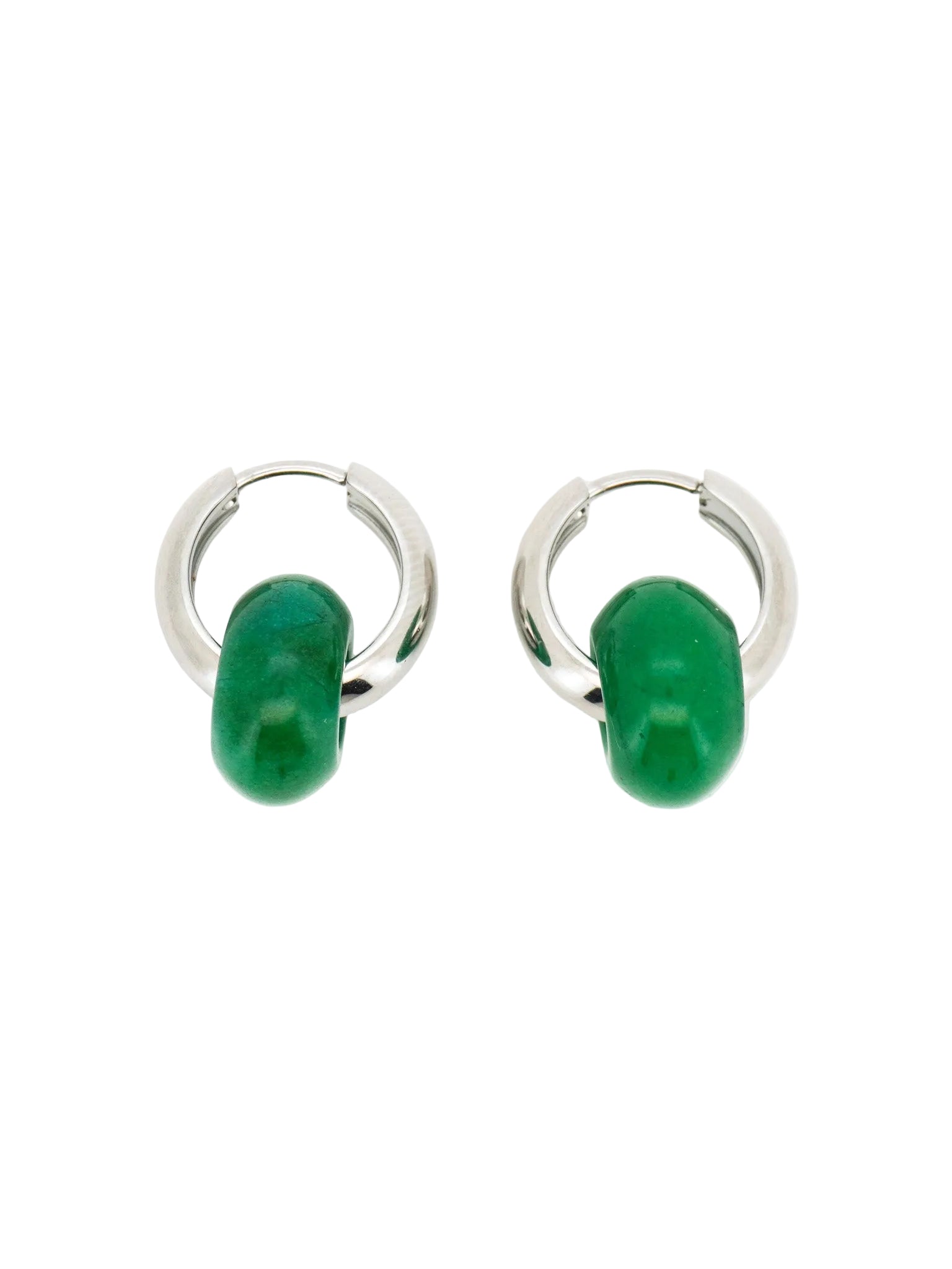 Stone Hoop Earrings in Jade