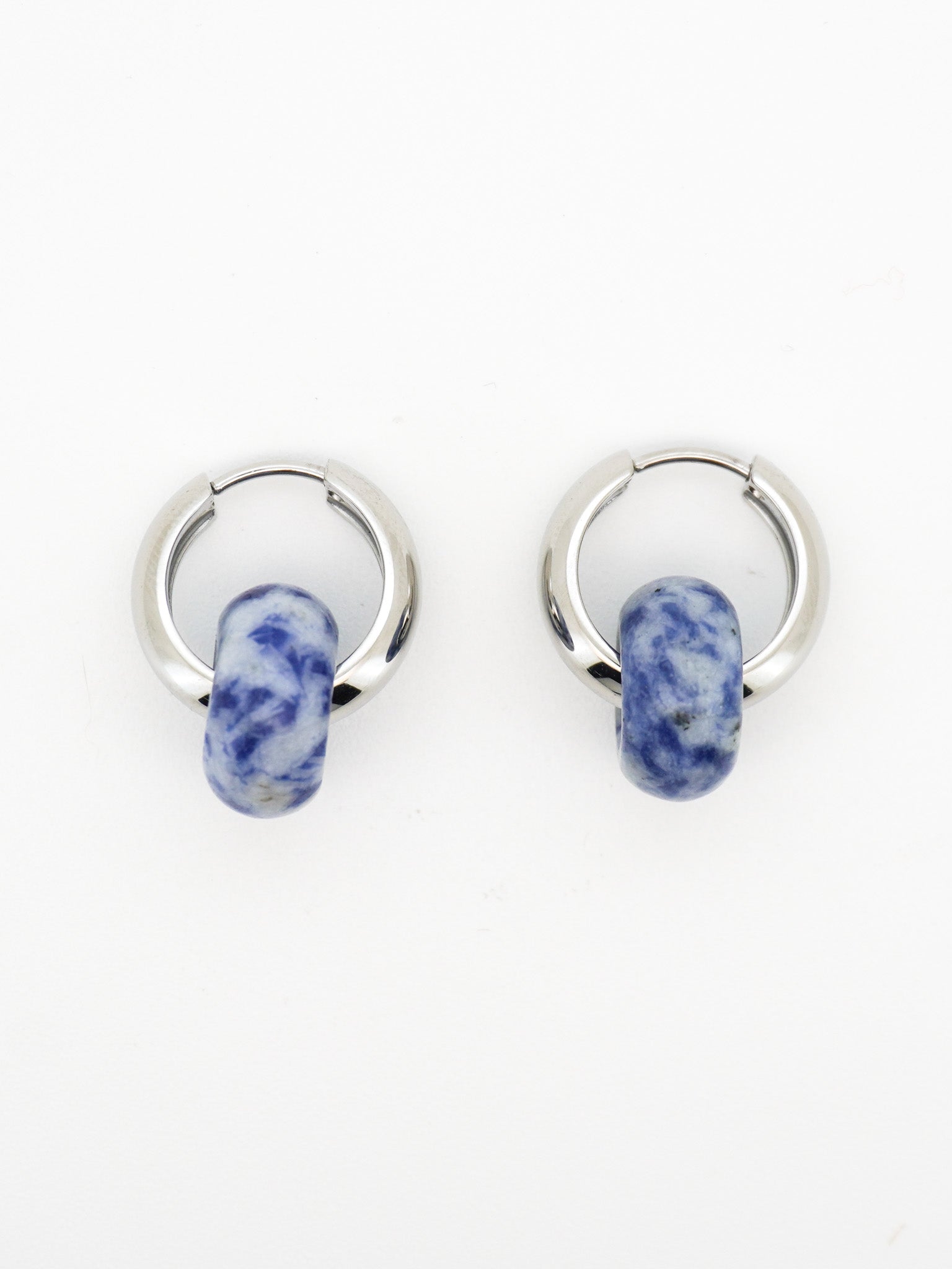 Stone Hoop Earrings in Sodalite