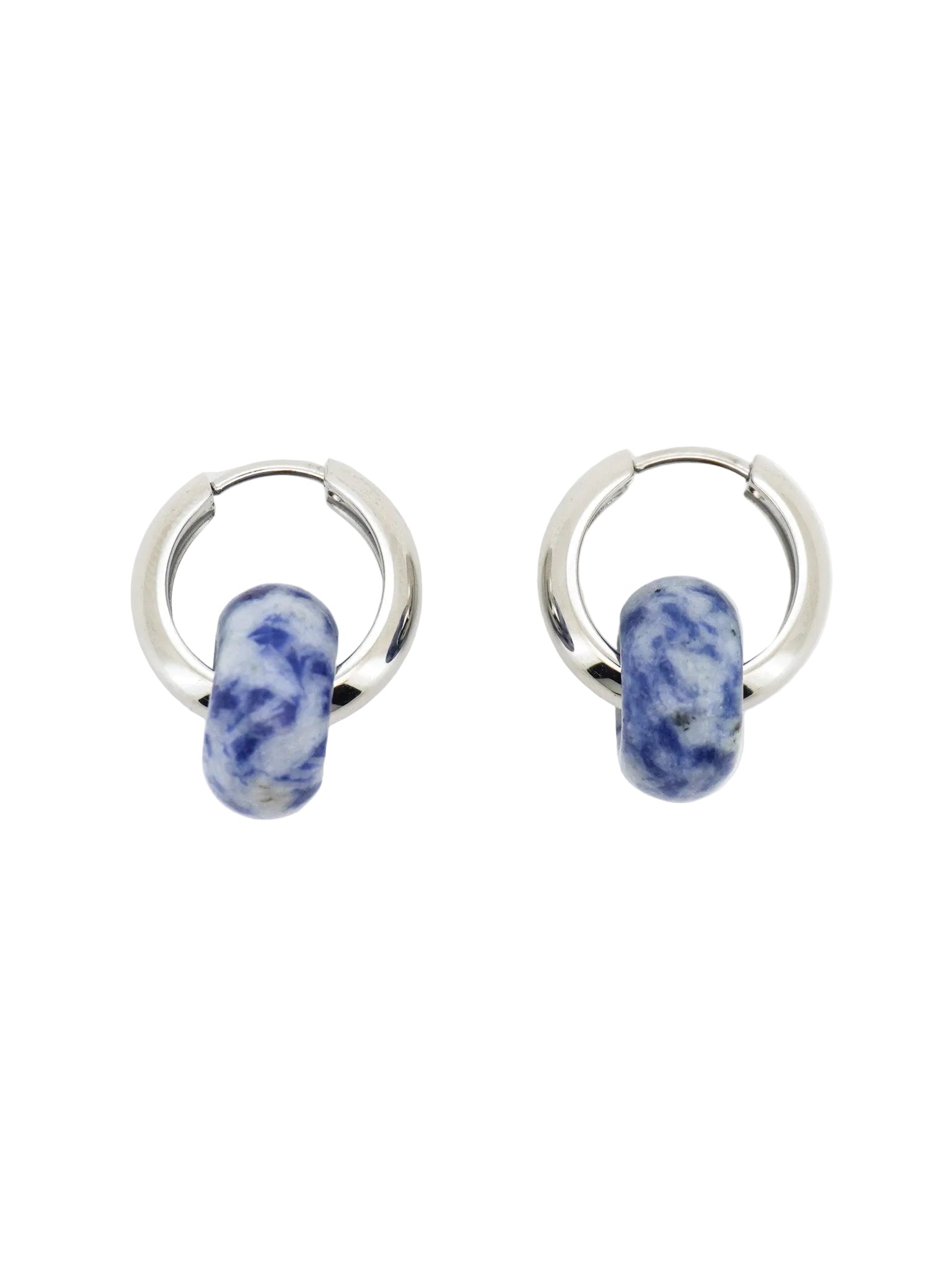 Stone Hoop Earrings in Sodalite