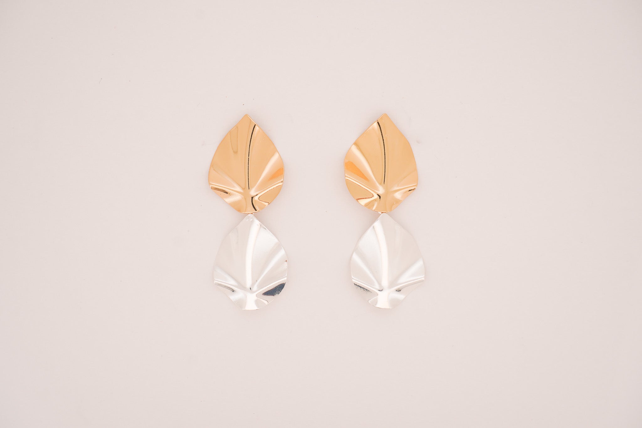 Mixed Metal Leaf Earrings