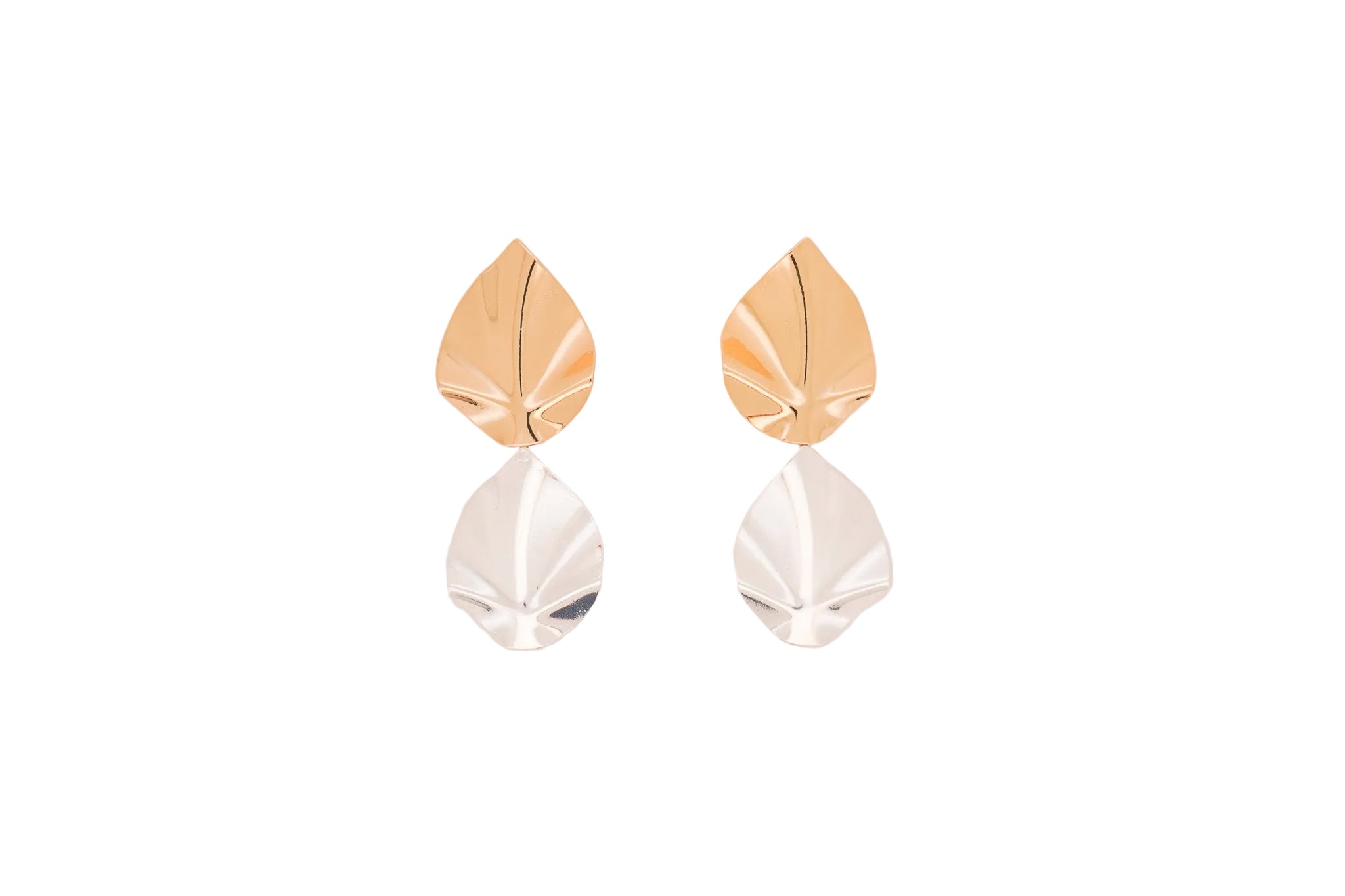 Mixed Metal Leaf Earrings