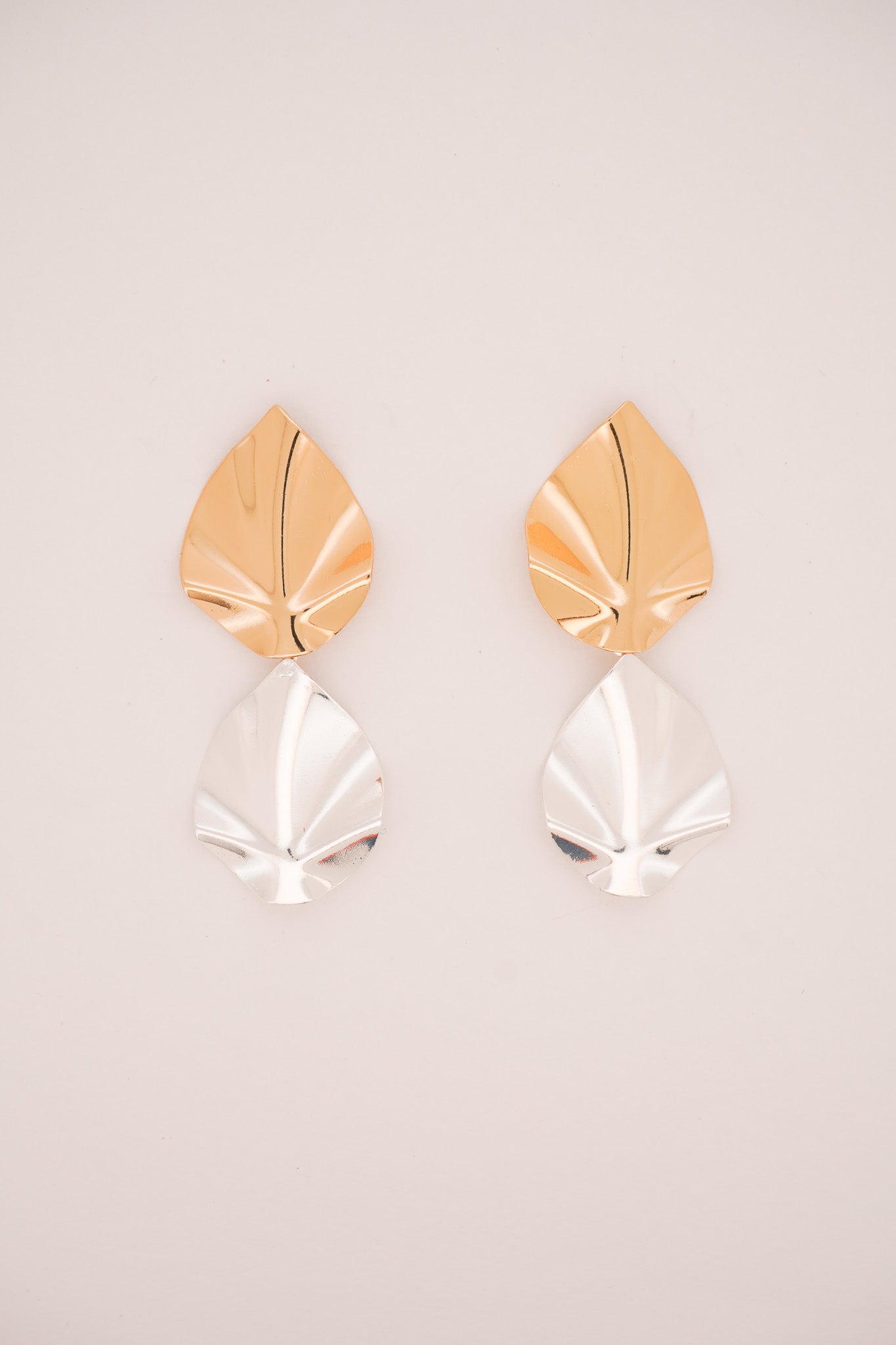 Mixed Metal Leaf Earrings