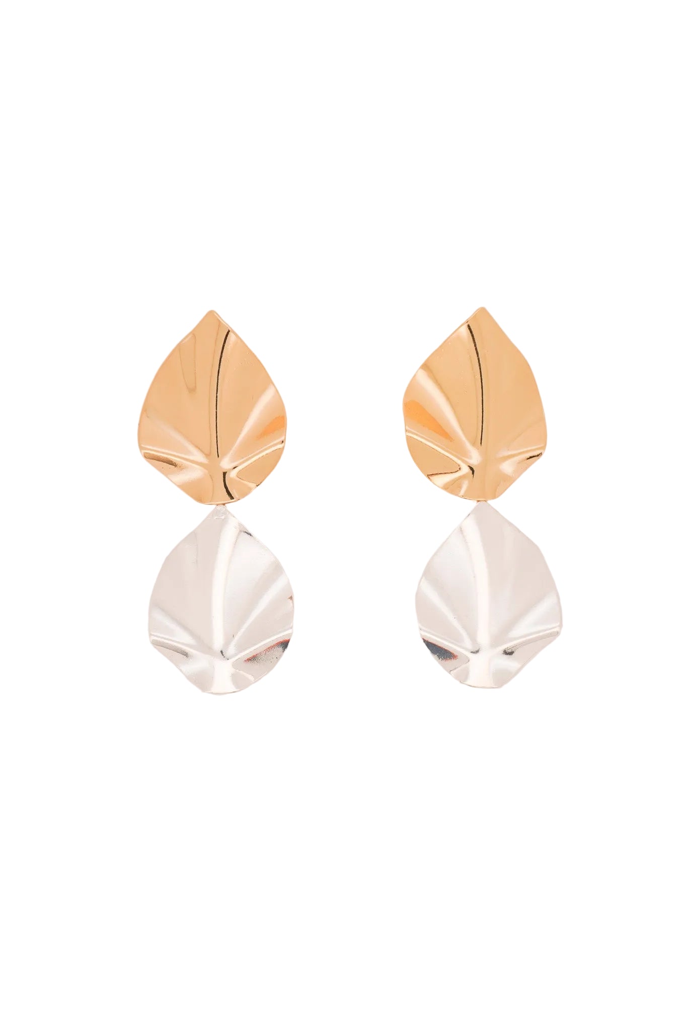 Mixed Metal Leaf Earrings