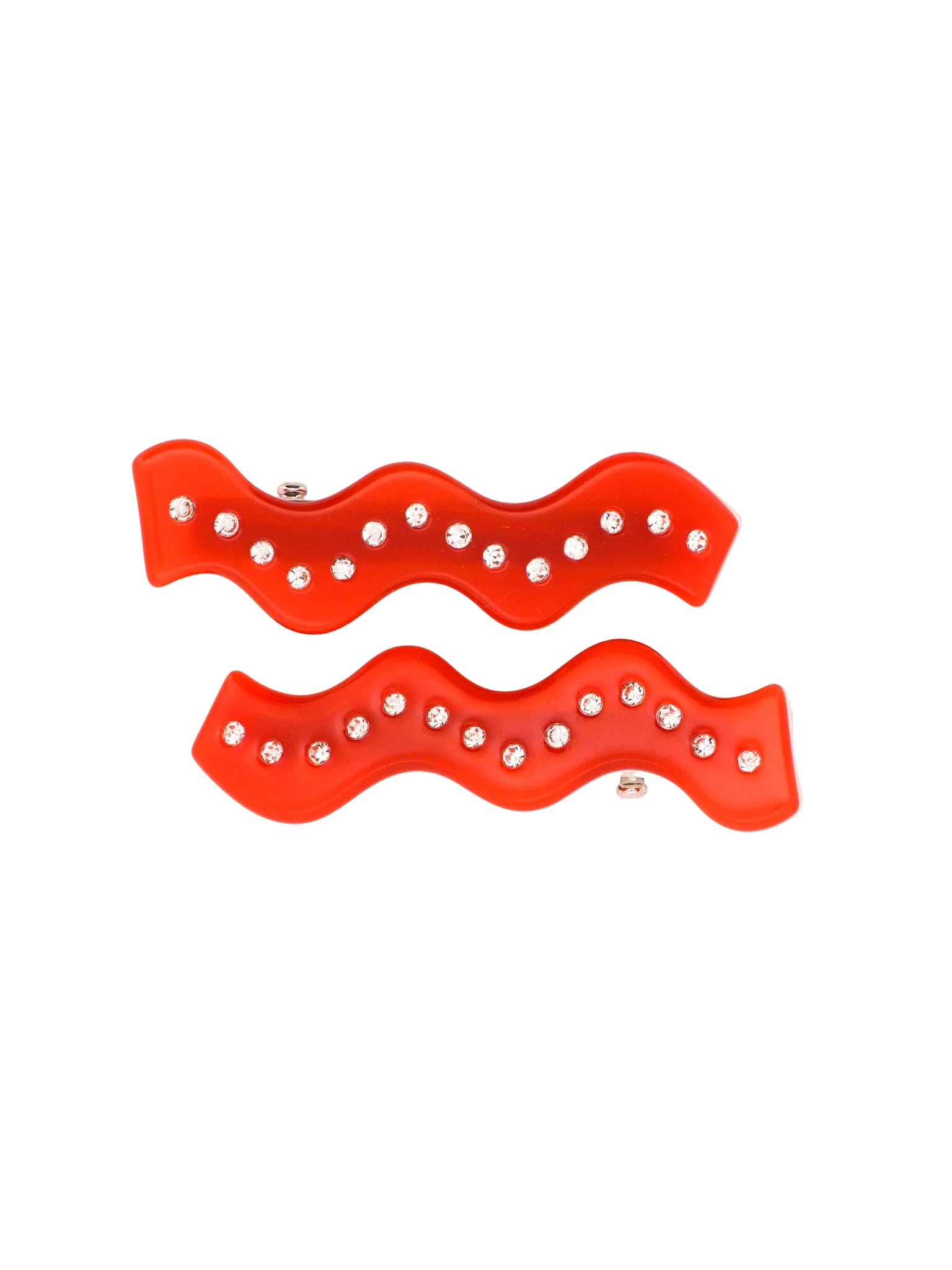 Squiggle Clips in Sparkly Red