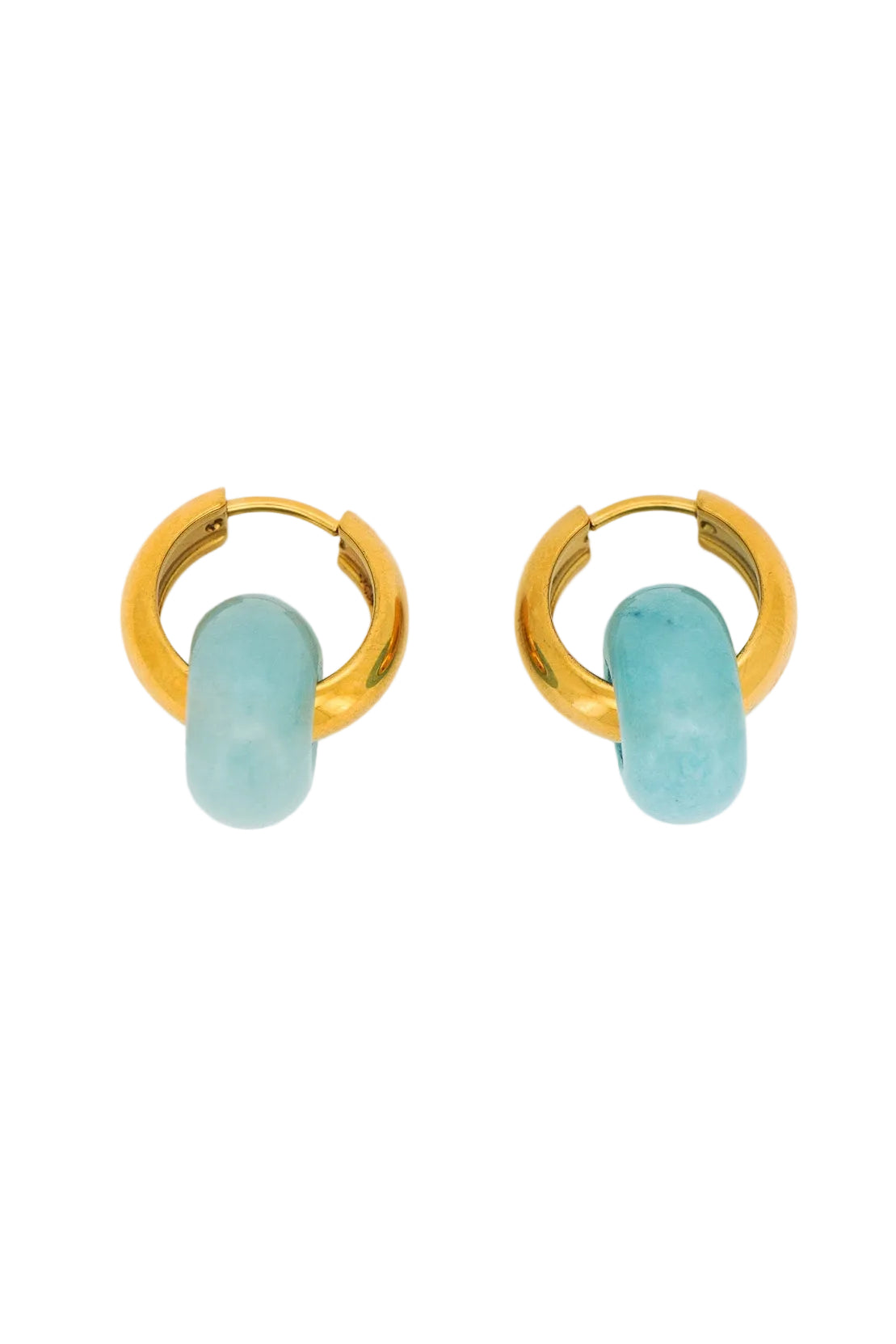 Stone Hoops Earrings in Blue Jade
