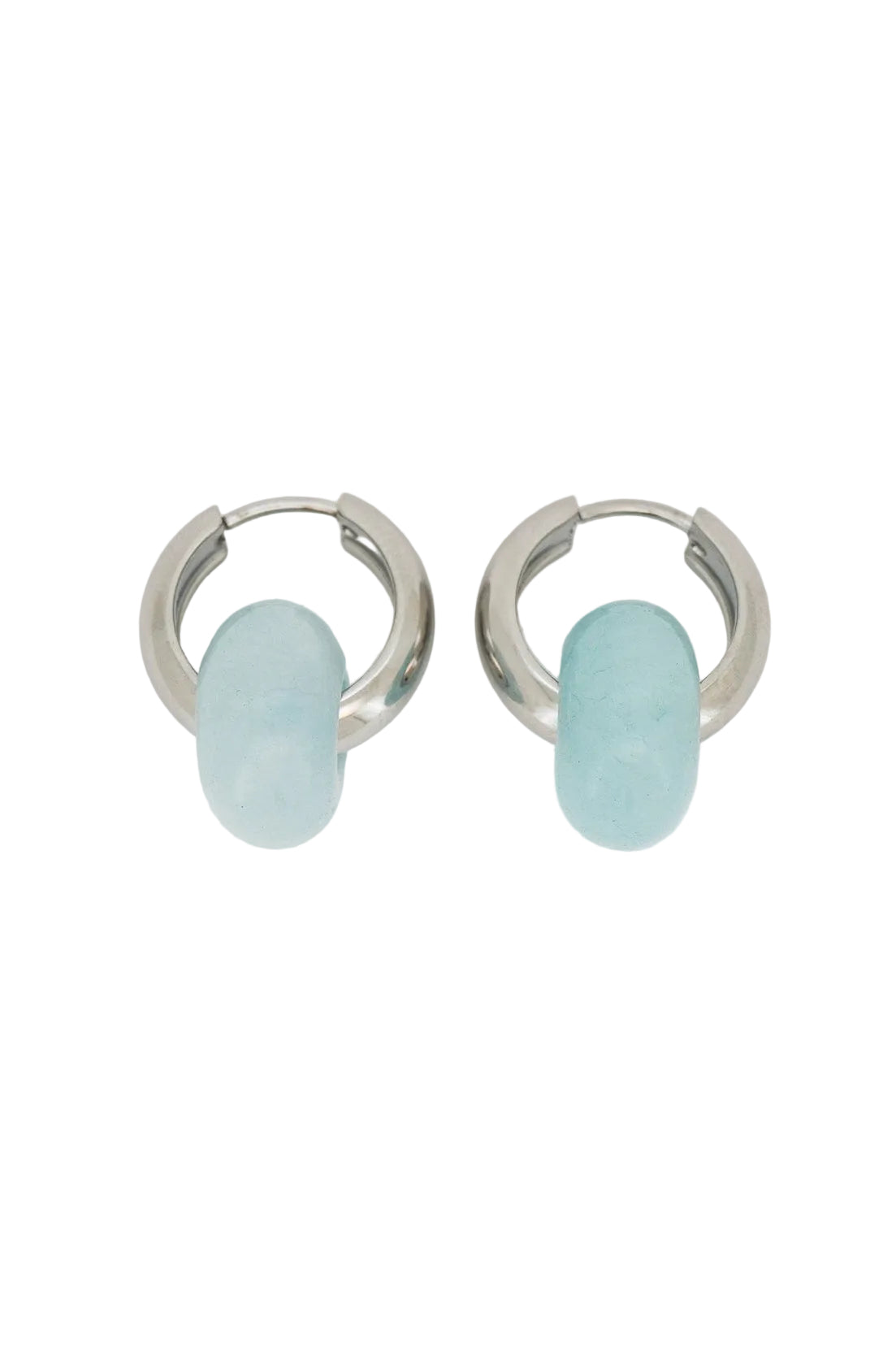 Stone Hoops Earrings in Blue Jade