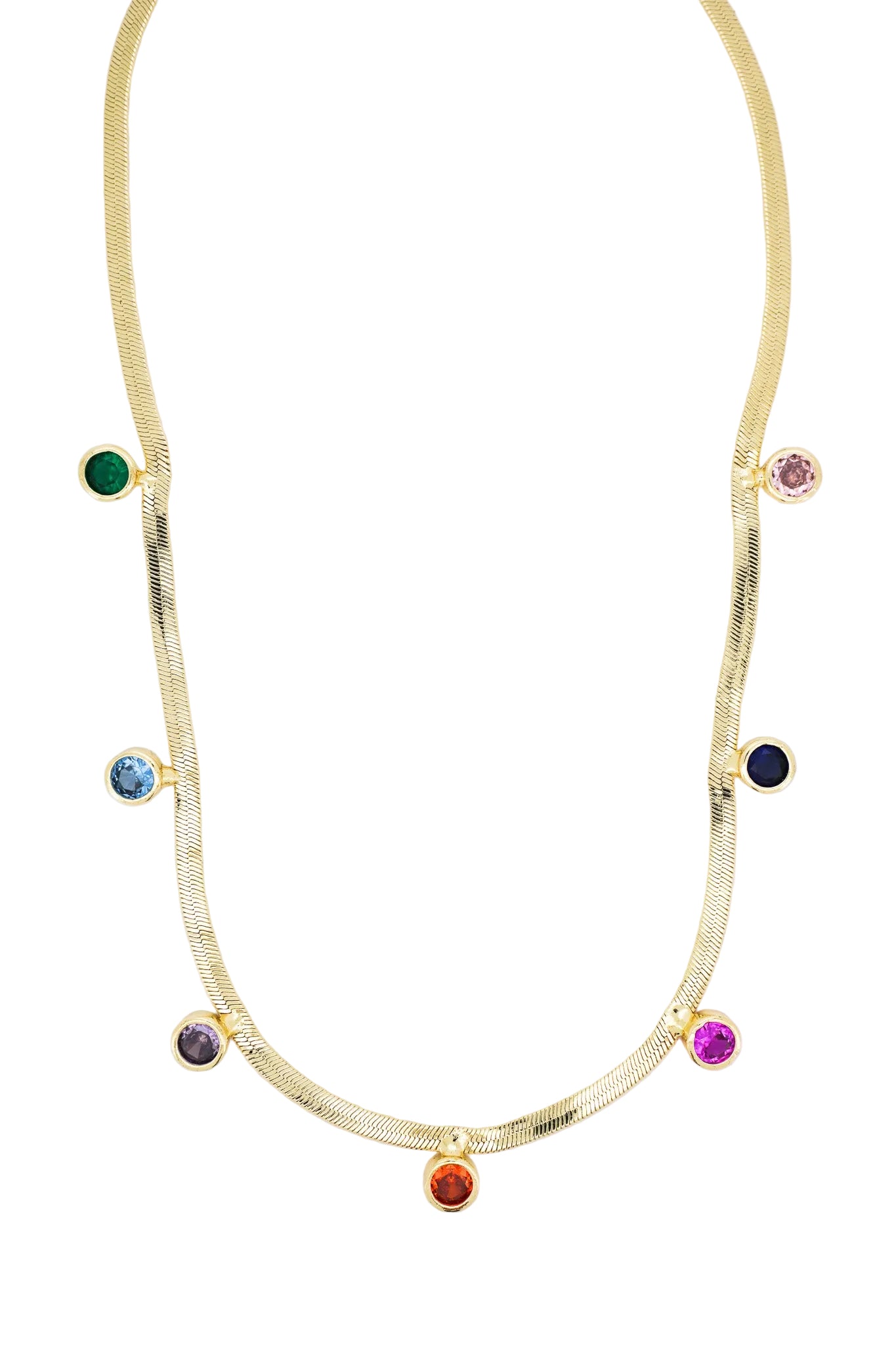 Multi-Color Zirconia Herringbone Necklace