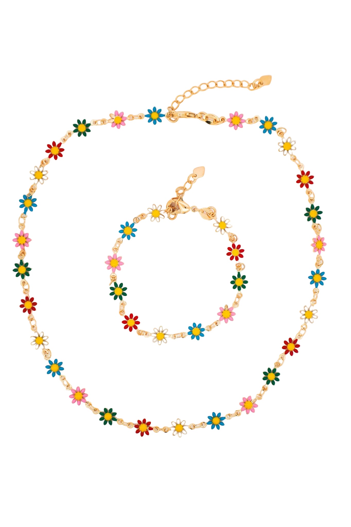 Colorful Enamel Flower Jewelry Set