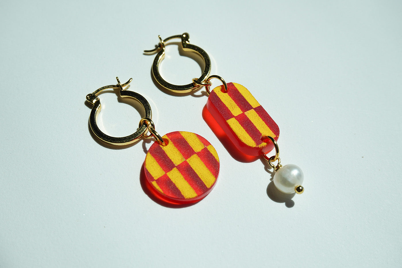 KC Chiefs Checkered Hoop Charm Earrings