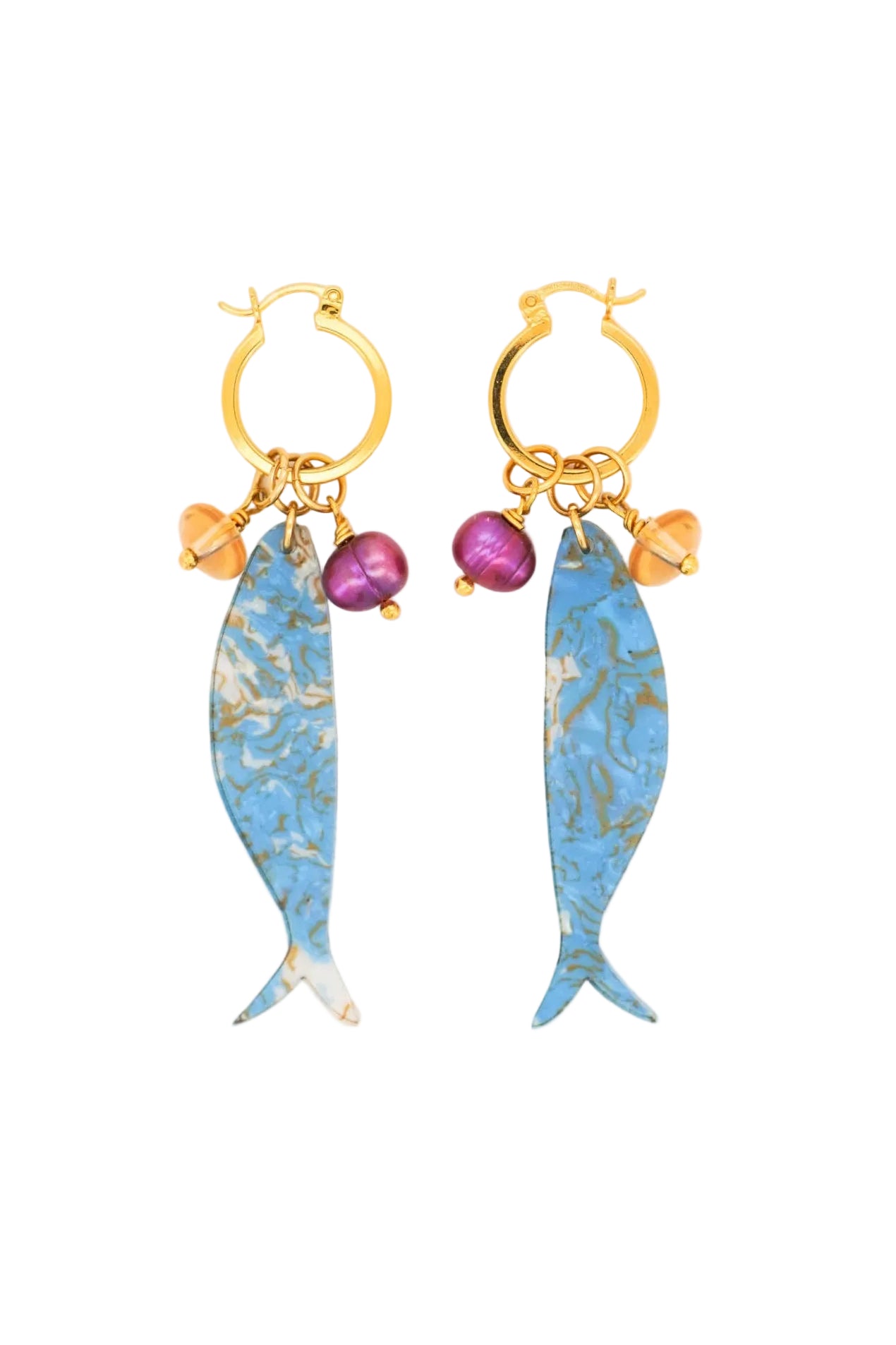 Sardine Hoop Earrings in Cerulean Swirl