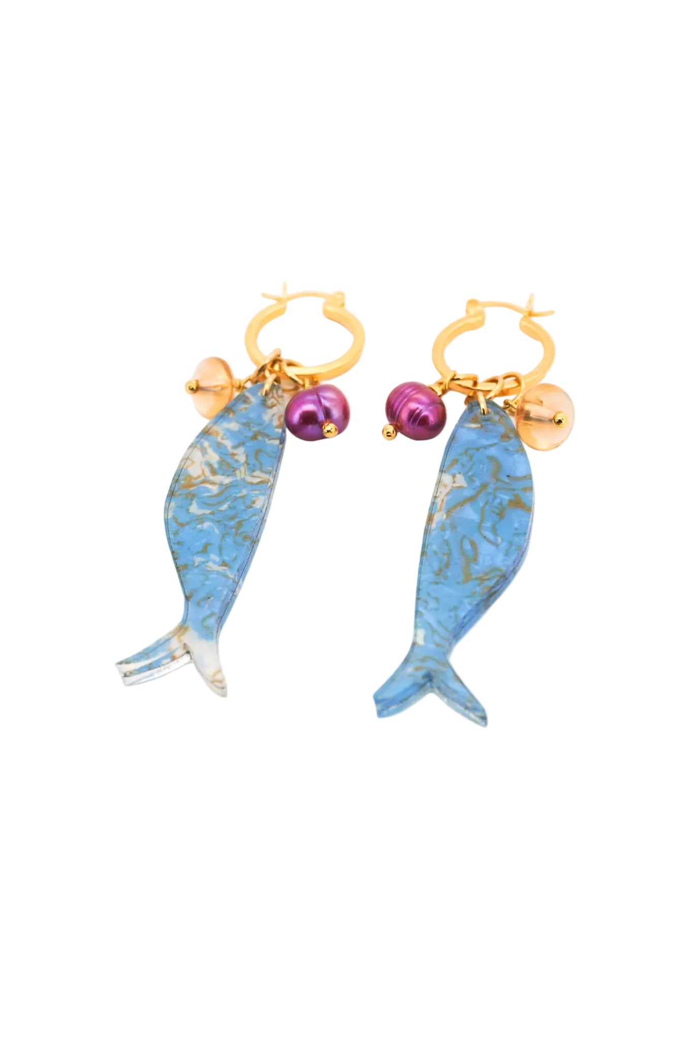 Sardine Hoop Earrings in Cerulean Swirl