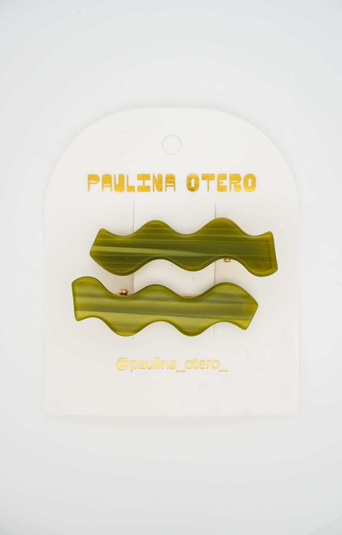 Squiggle Clips in Olive Stripes