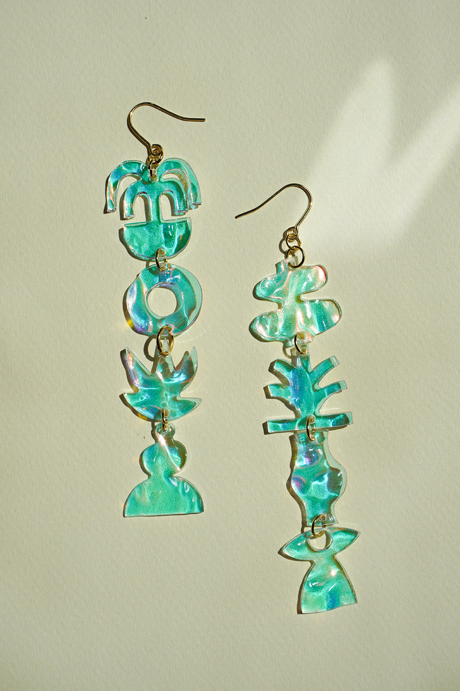 Mobile earrings in iridescent ripple