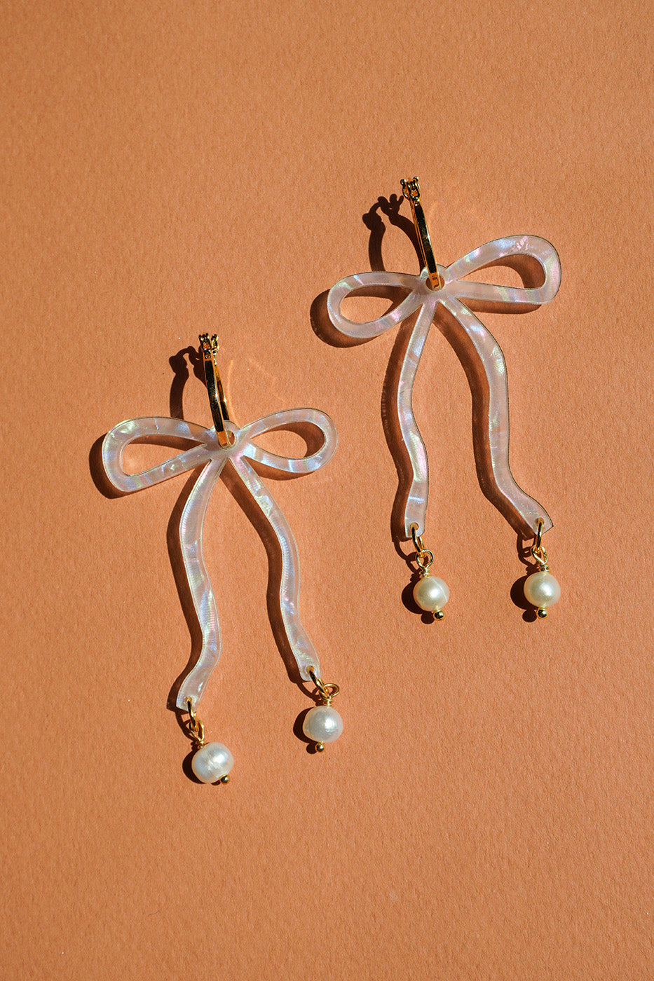 Bow Hoop Earrings in Opalite