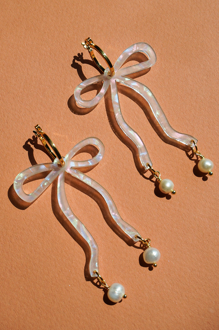 Bow Hoop Earrings in Opalite