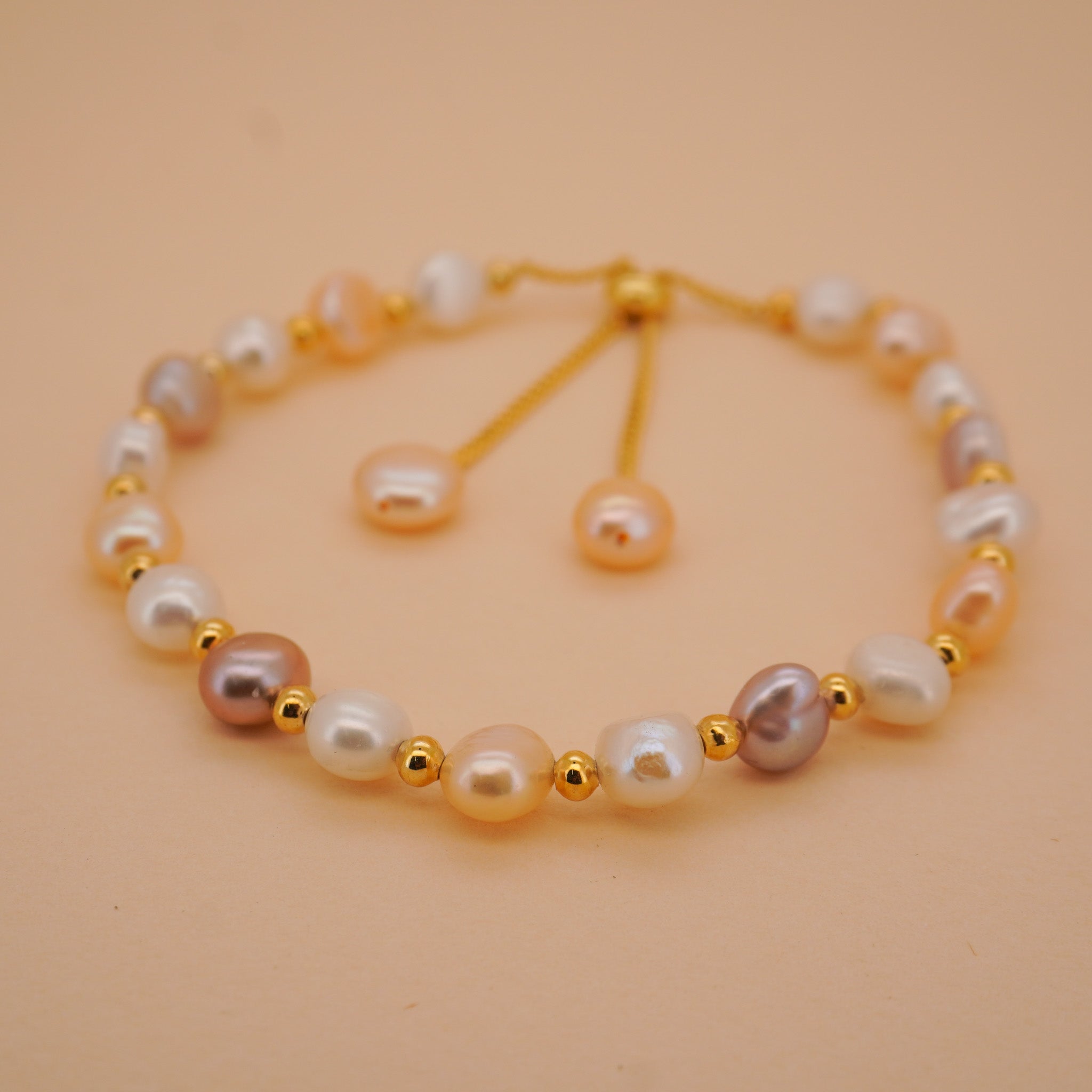 Multi-Color Adjustable Pearl Bracelet