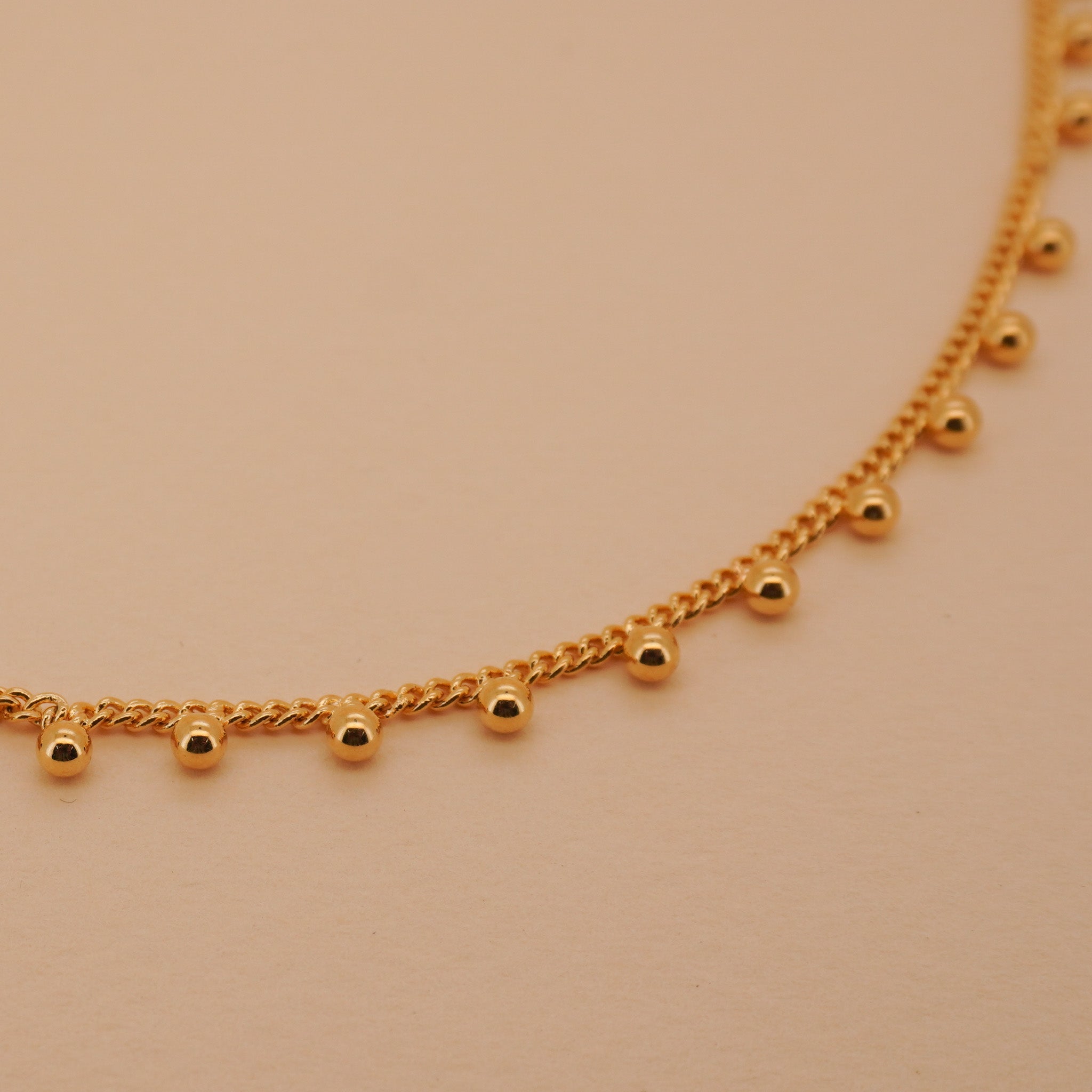 Dainty Gold Bead Choker Necklace