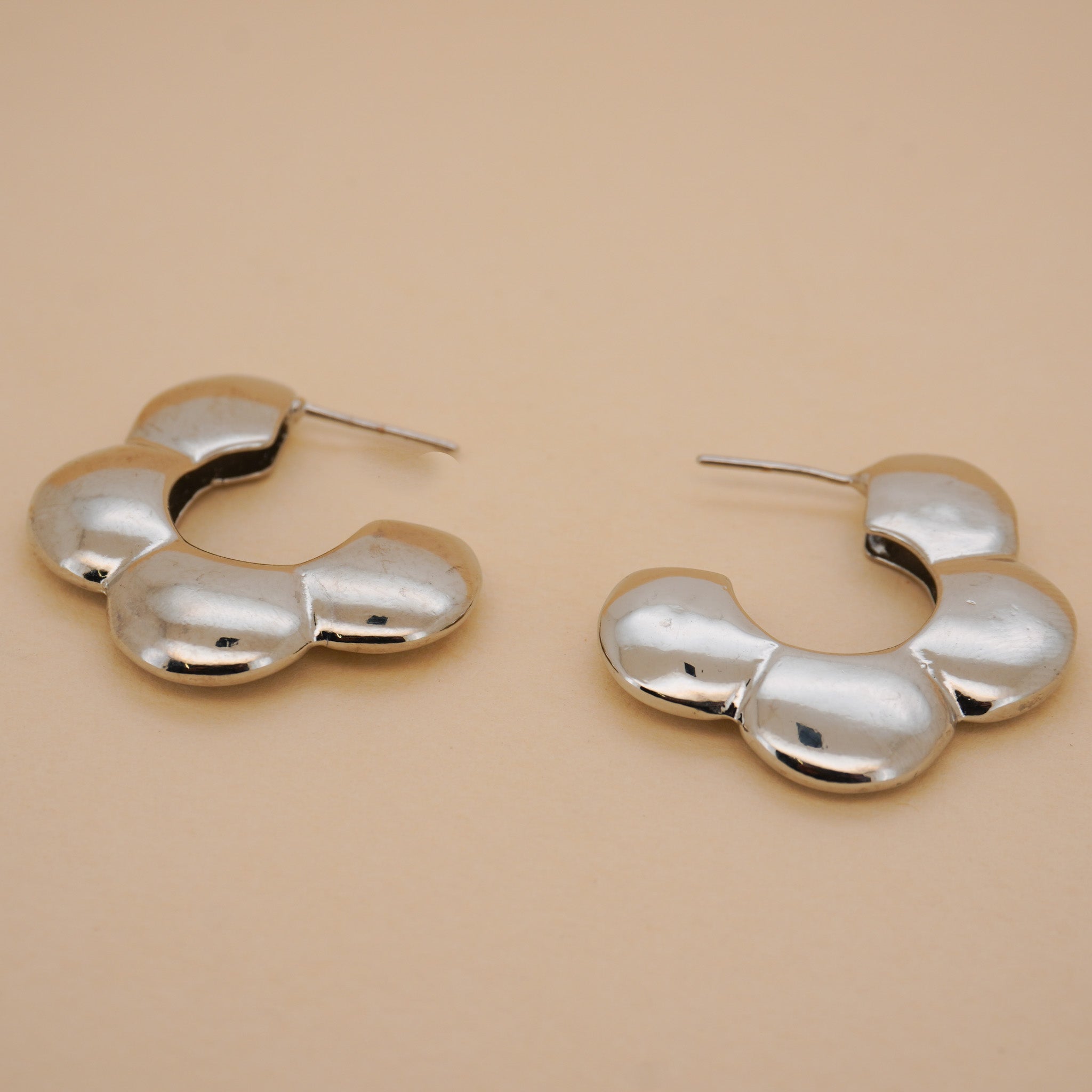 Plush Flower Hoop Earrings