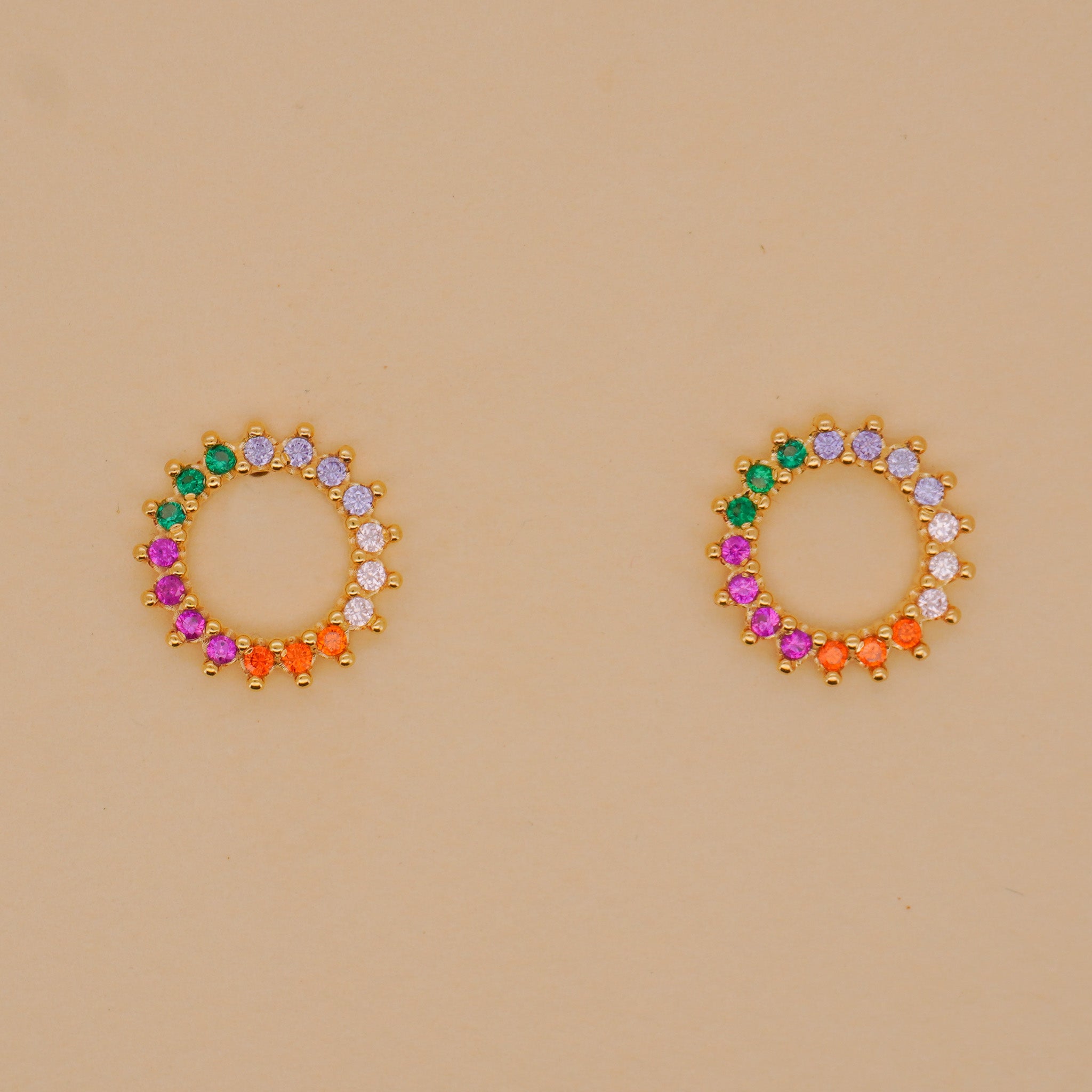 Multi-Color Marquise Circle Stud Earrings