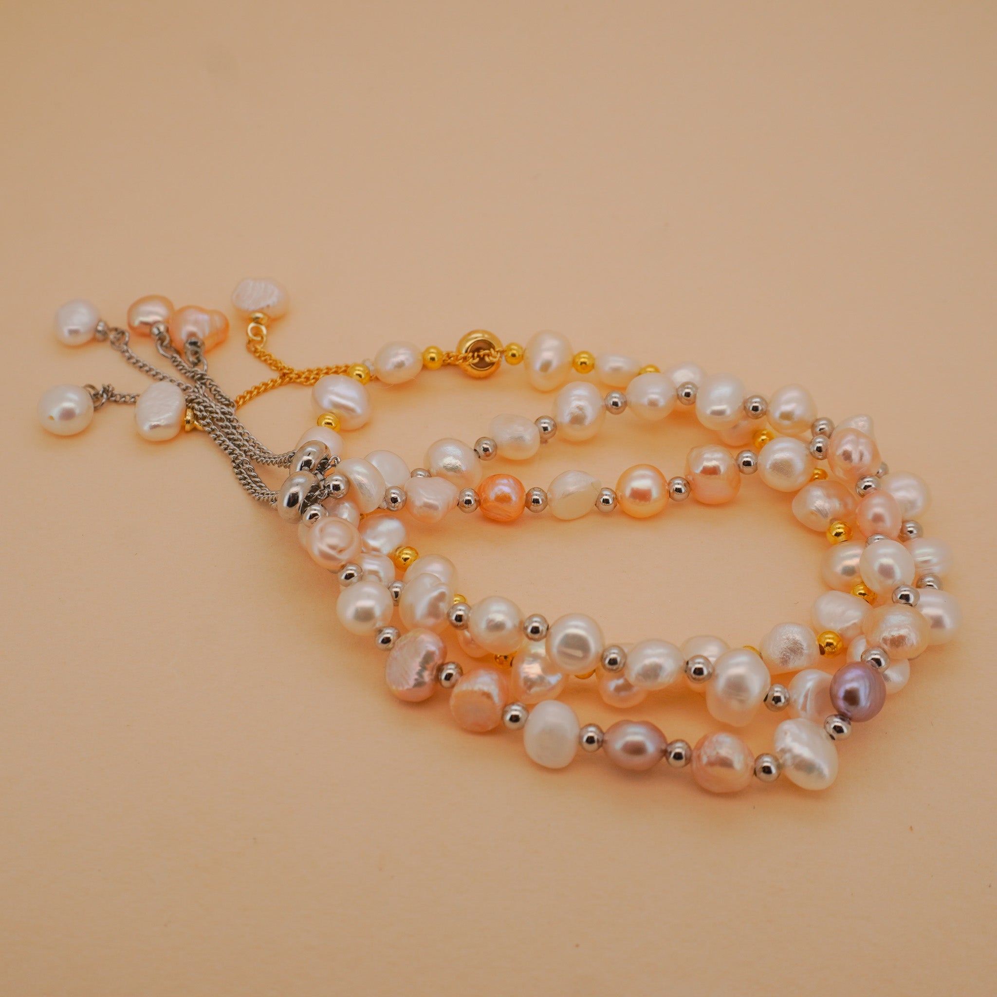 Multi-Color Adjustable Pearl Bracelet