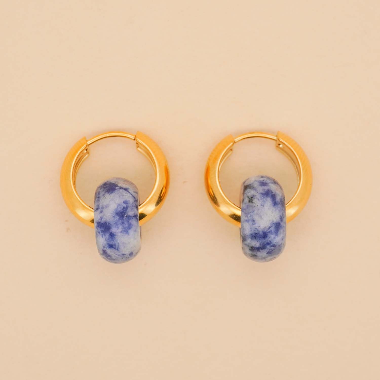Stone Hoop Earrings in Sodalite