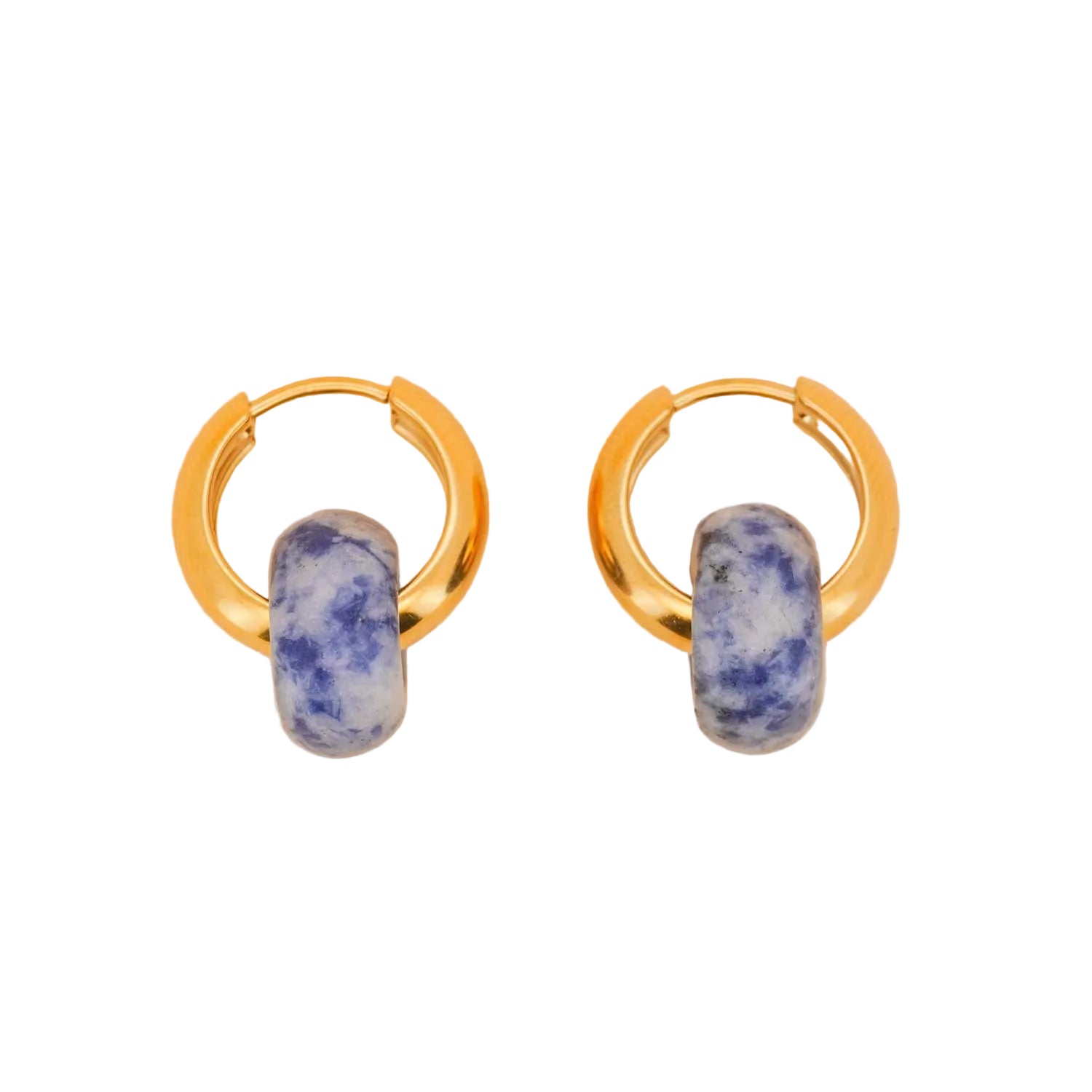 Stone Hoop Earrings in Sodalite