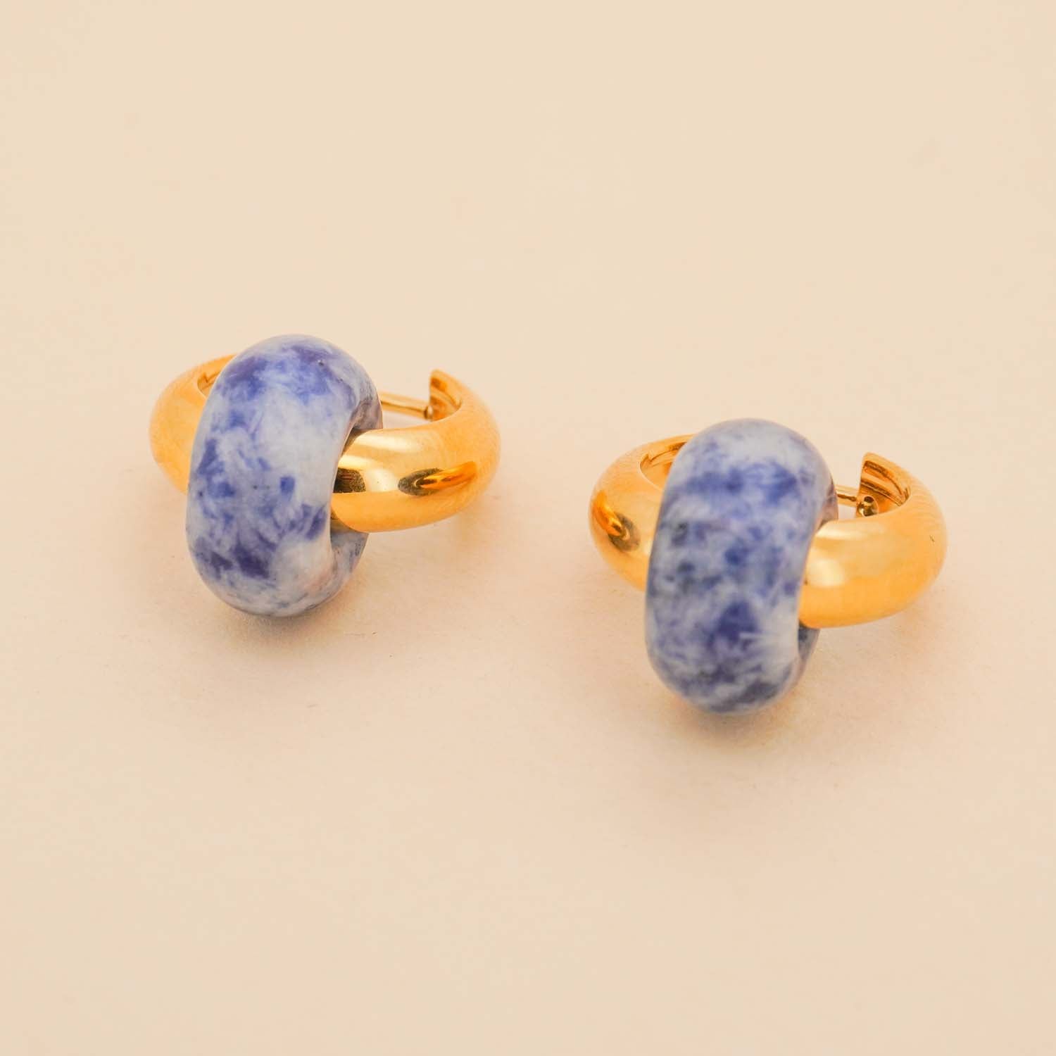 Stone Hoop Earrings in Sodalite
