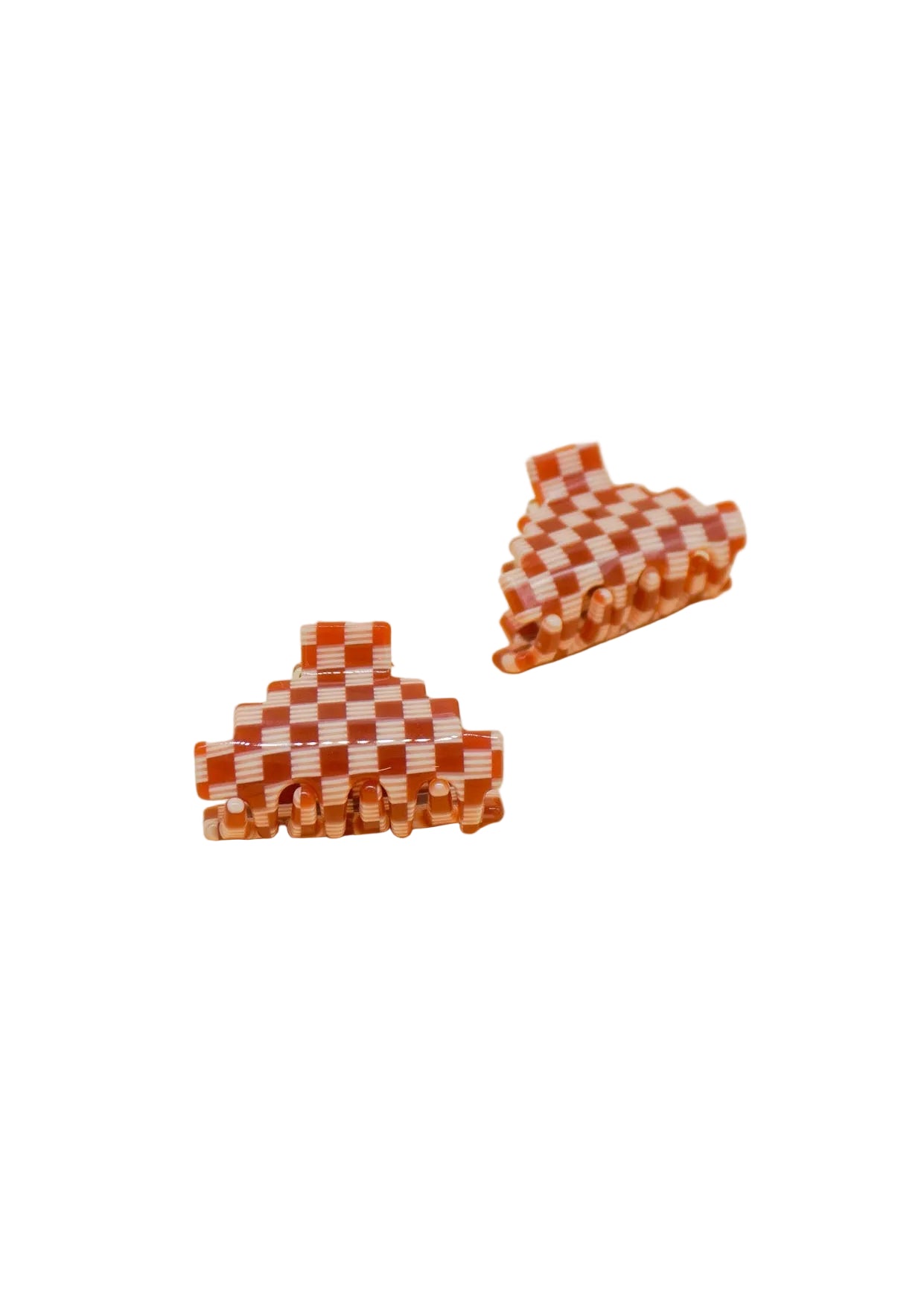 Small Pyramid Hair-Claw in Red Checkerboard