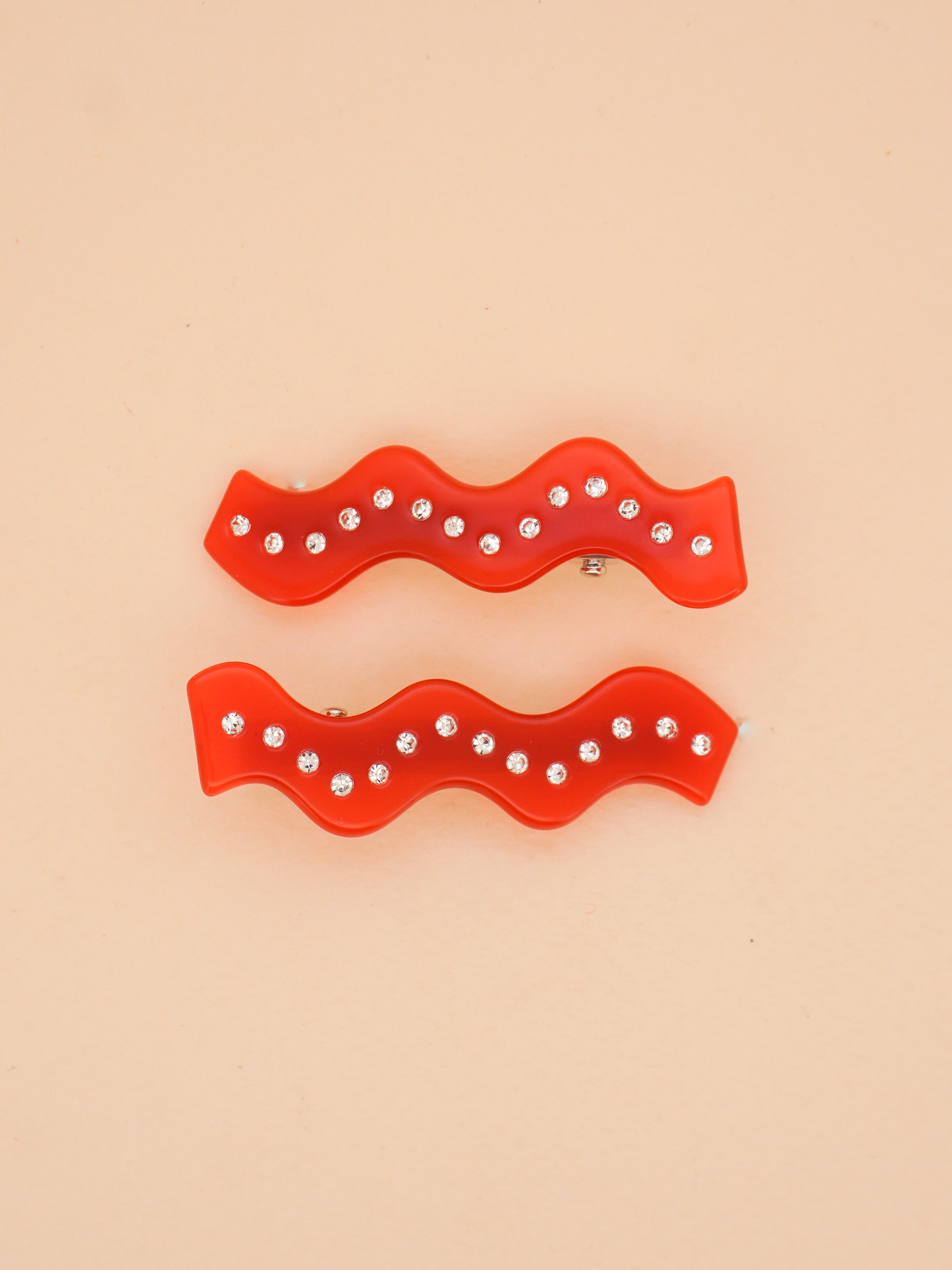 Squiggle Clips in Sparkly Red