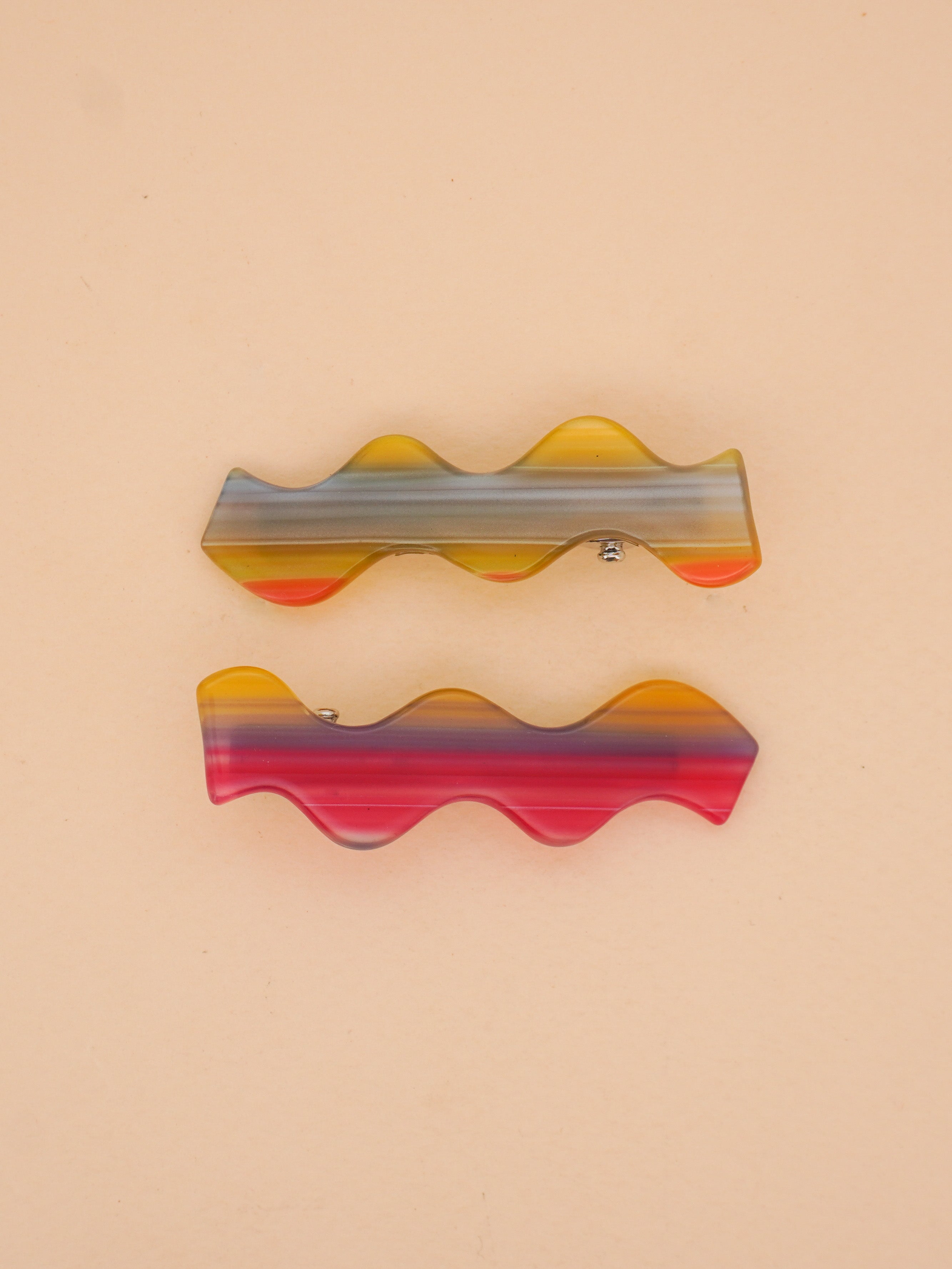 Squiggle Clips in Sunset Stripes