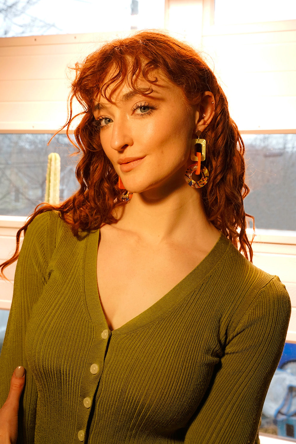 Bloom Link and Circle Earrings