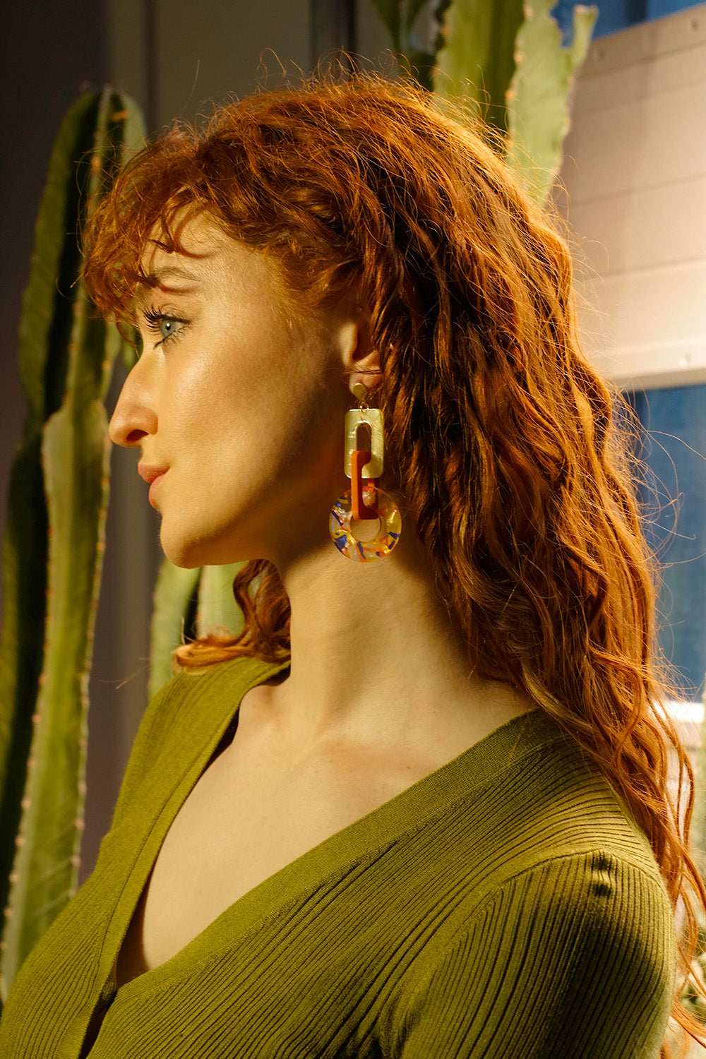 Bloom Link and Circle Earrings