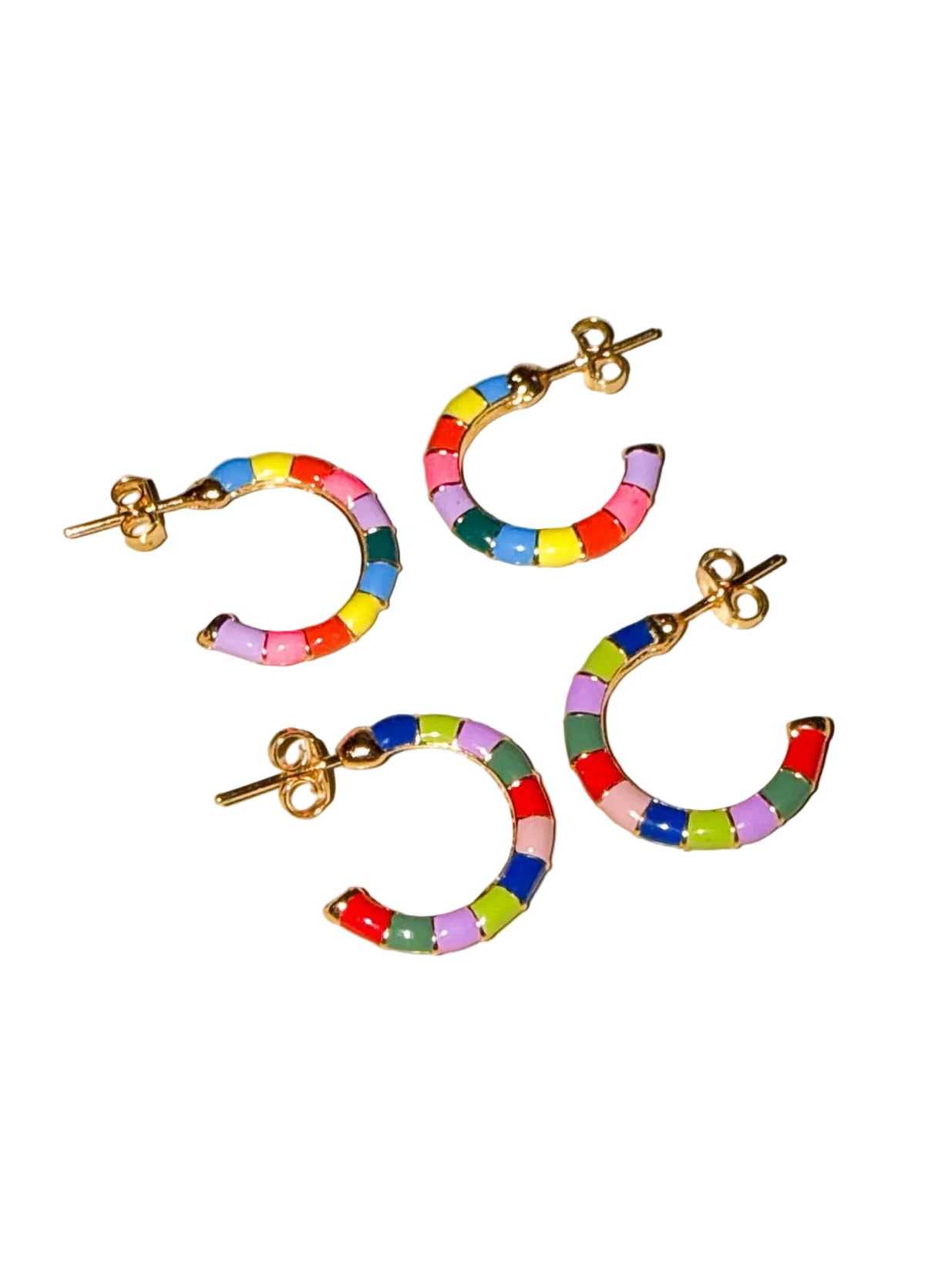 Rainbow Stripe Enamel Hoop Earrings