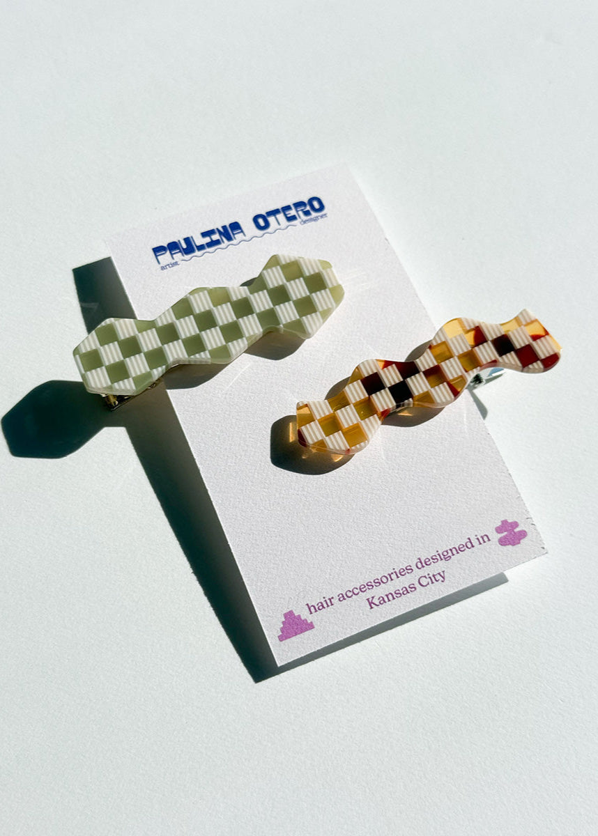 Checkered Mix-Match Hair-Clip Set