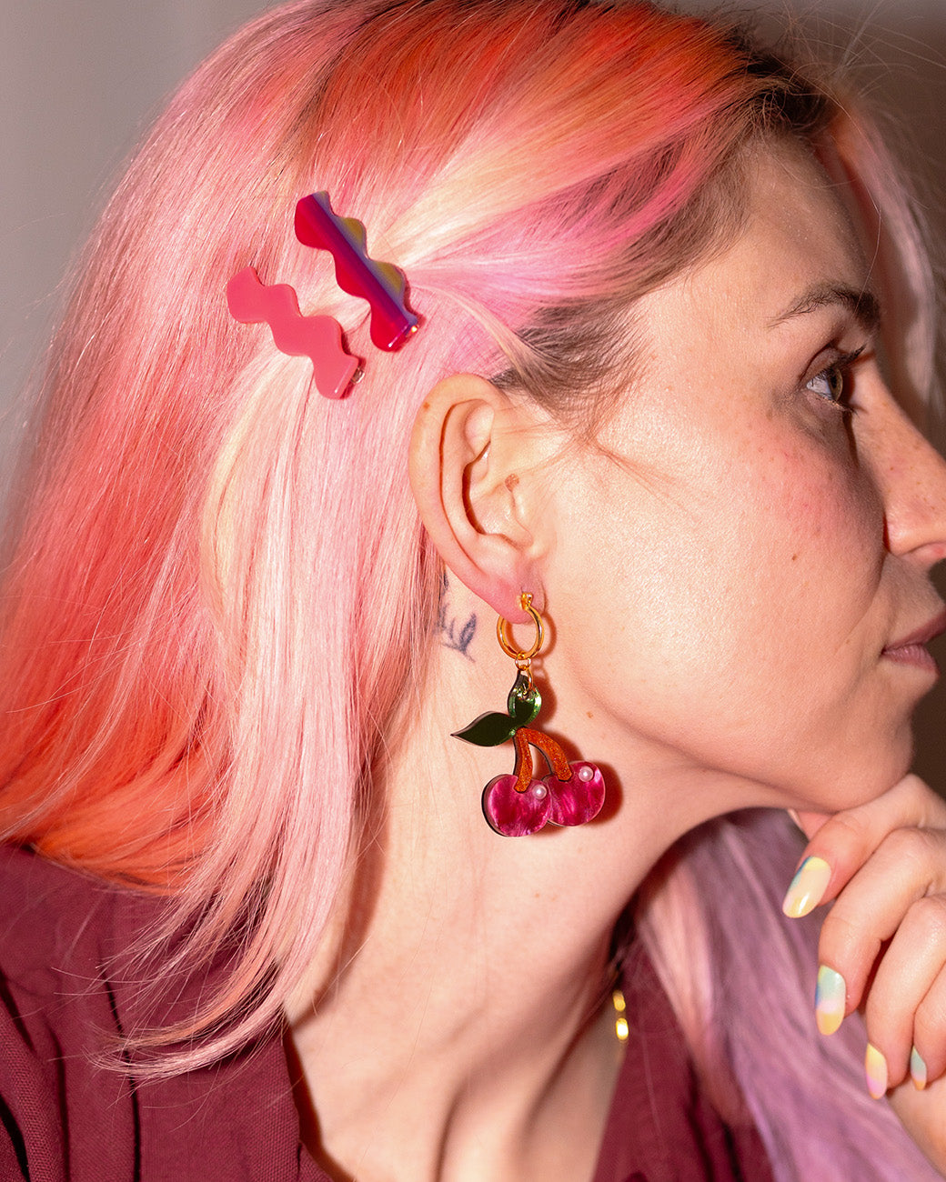 Cherry Hoop Earrings