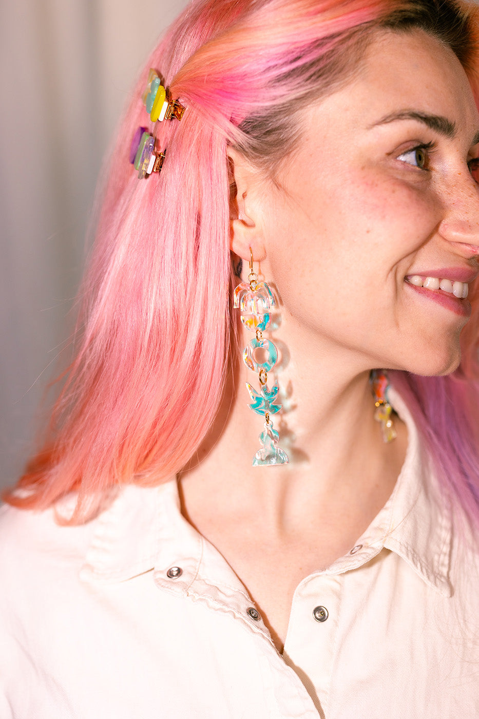 Mobile Earrings in Iridescent Ripple