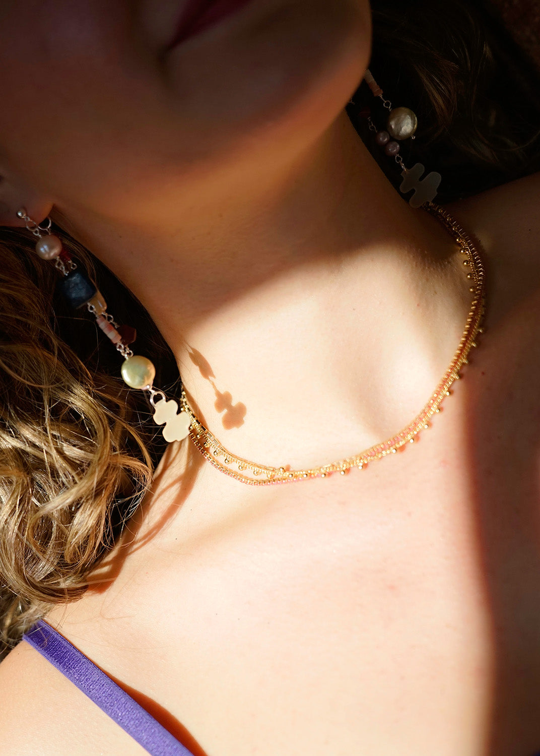 Dainty Gold Bead Choker Necklace