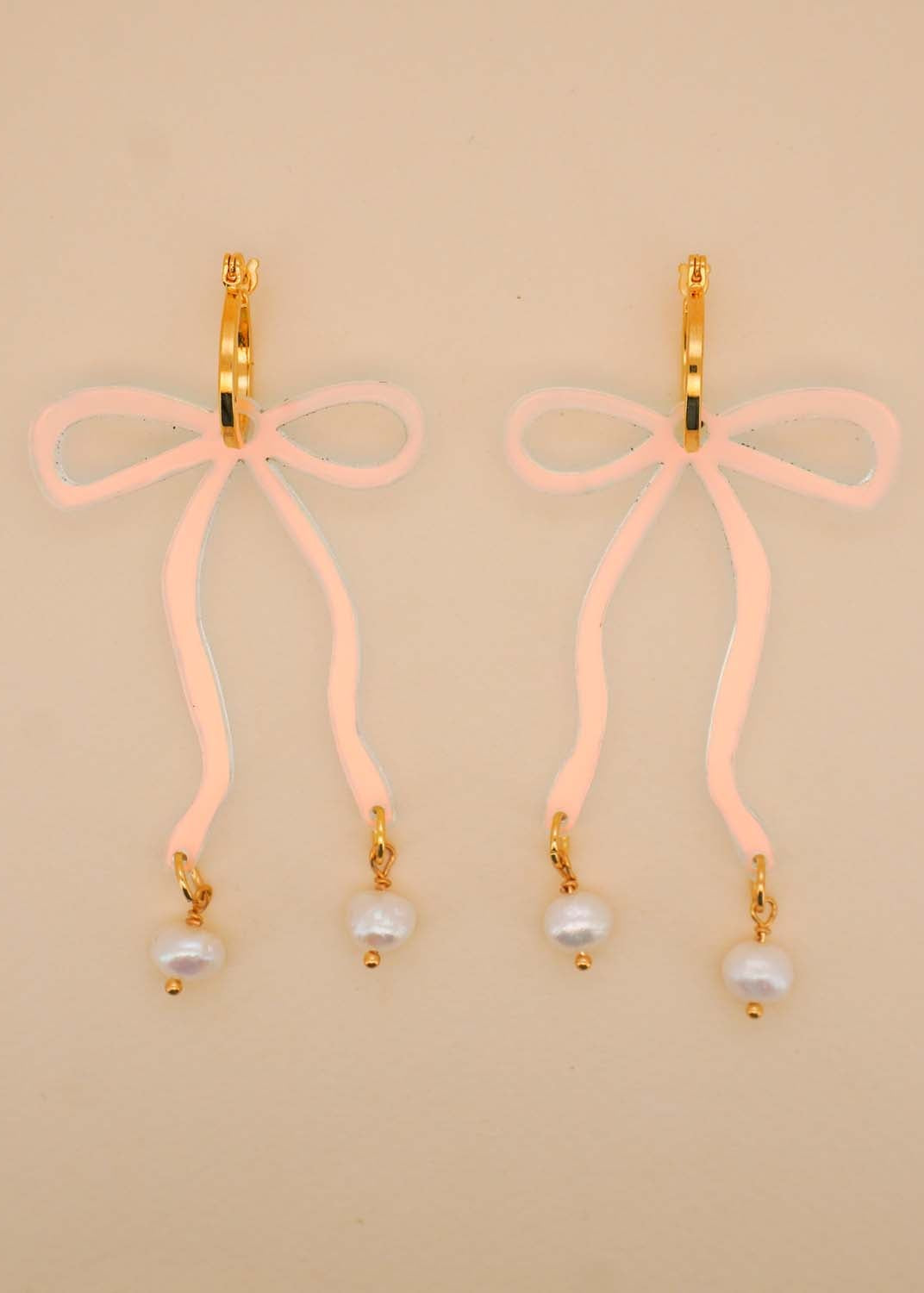 Bow Hoop Earrings in Frosted