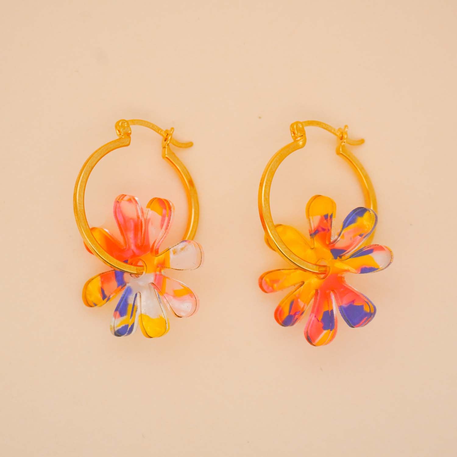 Flower Hoop Earrings in Confetti