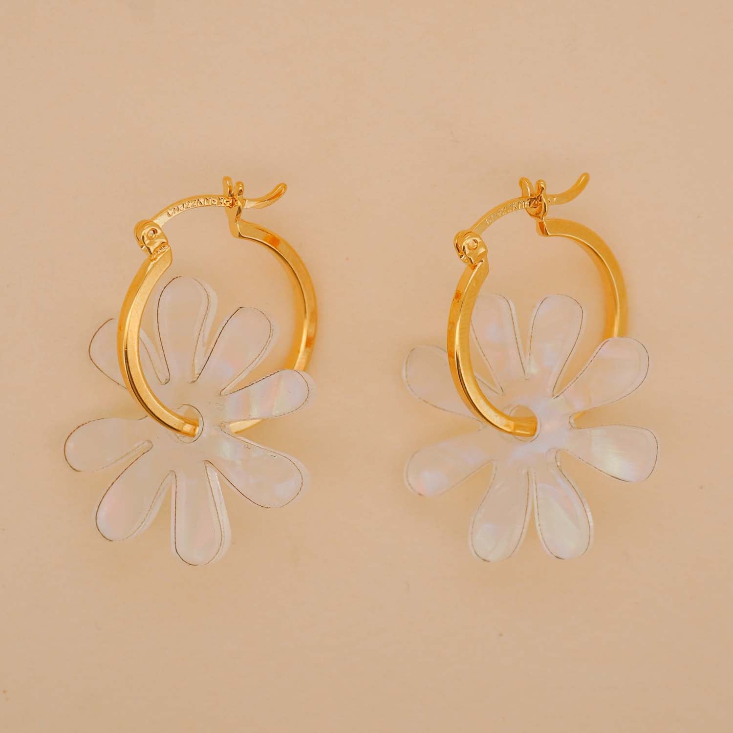 Flower Hoop Earrings in Opalite