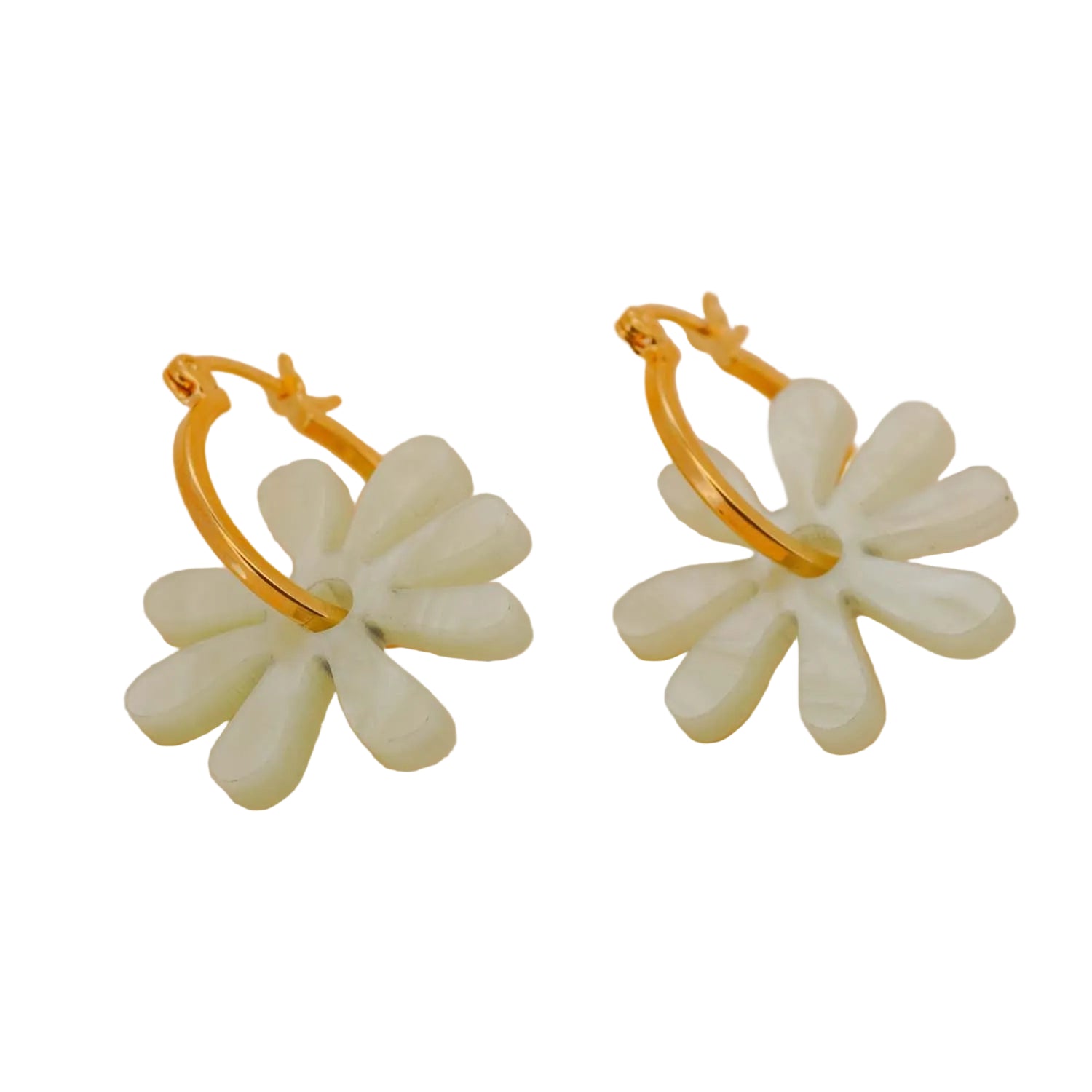 Flower Hoop Earrings in Soft Green